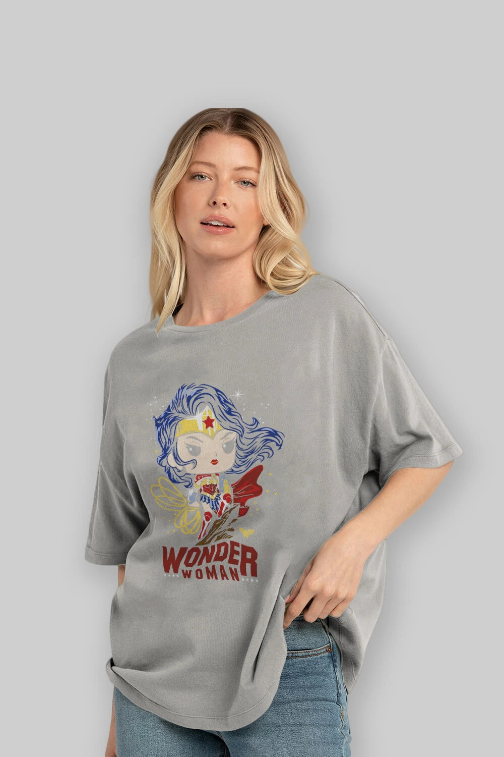 Wonder Woman (2) Ön Baskılı Oversize t-shirt Erkek Kadın Unisex %100 Pamuk Bisiklet Yaka tişort