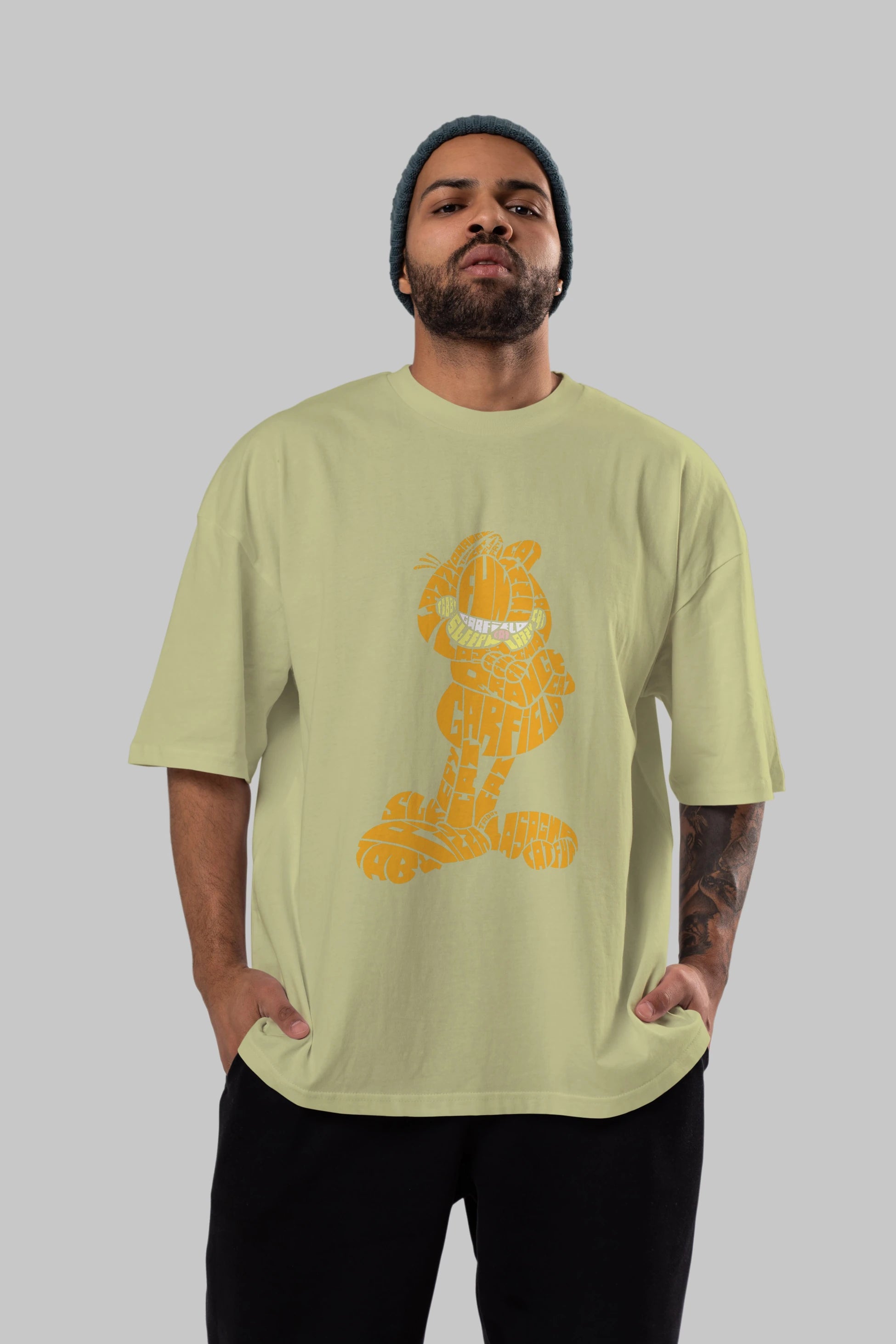 Garfield Ön Baskılı Oversize t-shirt %100 pamuk Erkek Kadın Unisex
