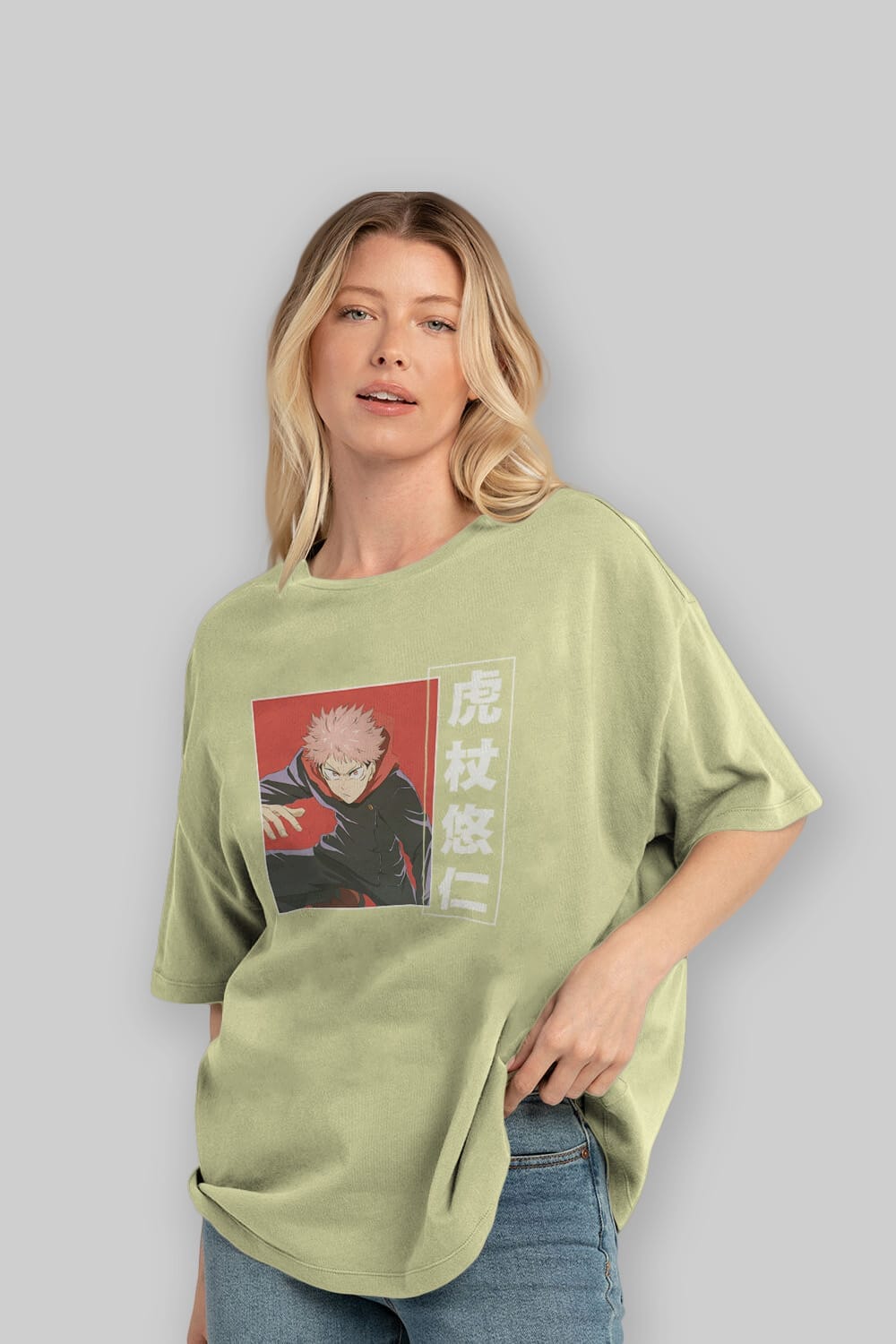 Yuuji Itadori 2 Anime Ön Baskılı Oversize t-shirt %100 pamuk Erkek Kadın Unisex