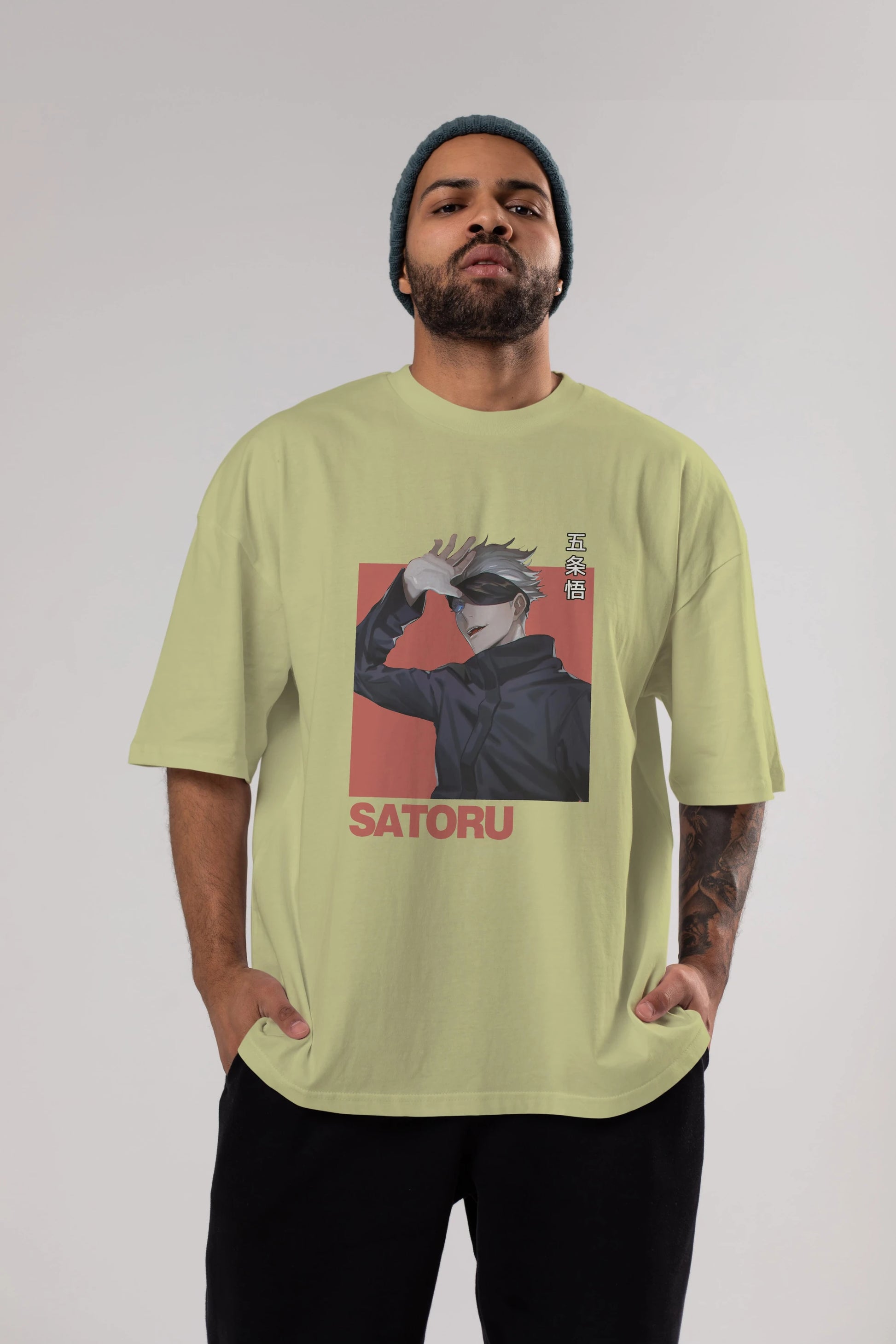 SATORU GOJO 2 Anime Ön Baskılı Oversize t-shirt %100 pamuk Erkek Kadın Unisex