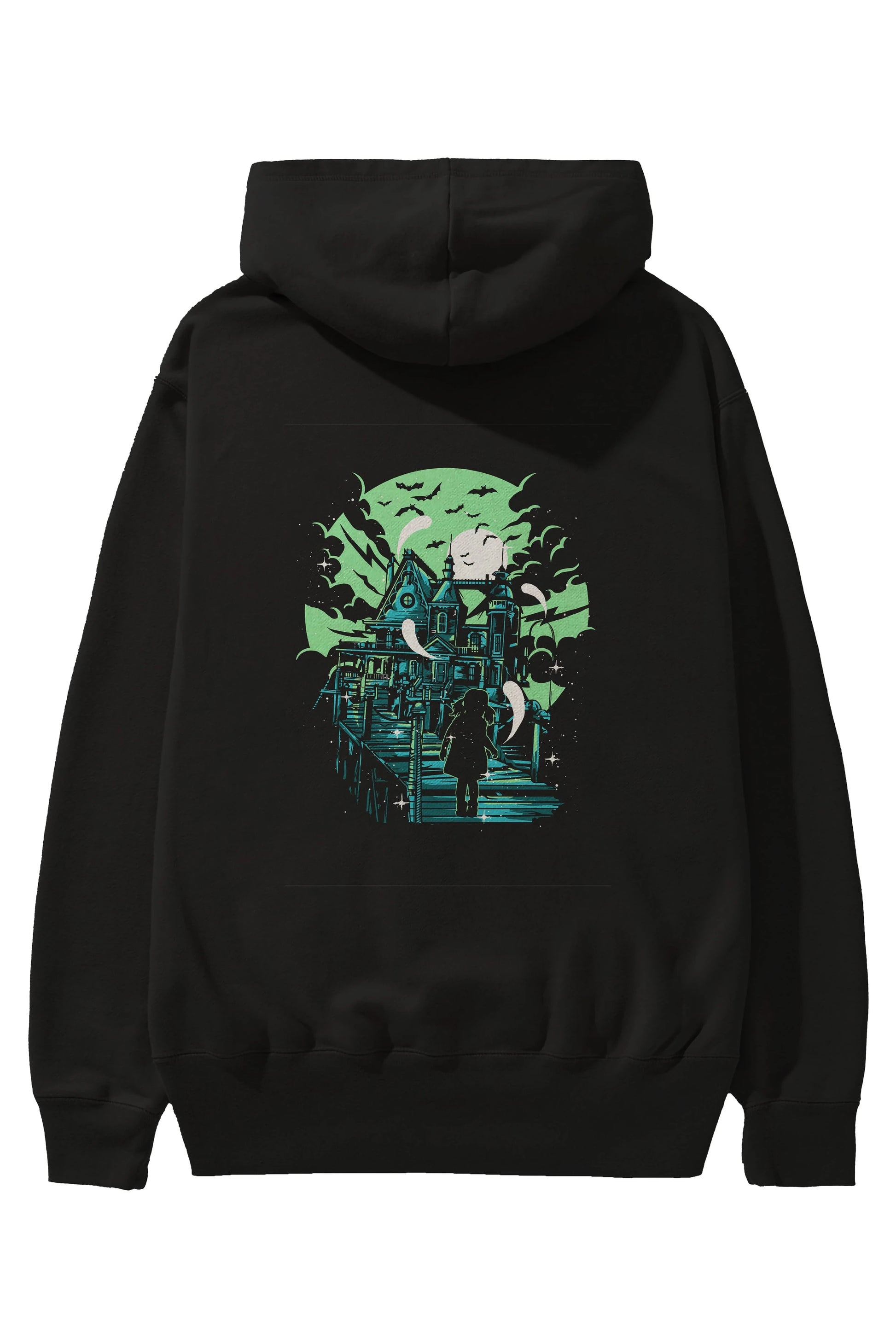 Haunted House Arka Baskılı Hoodie Oversize Kapüşonlu Sweatshirt Erkek Kadın Unisex