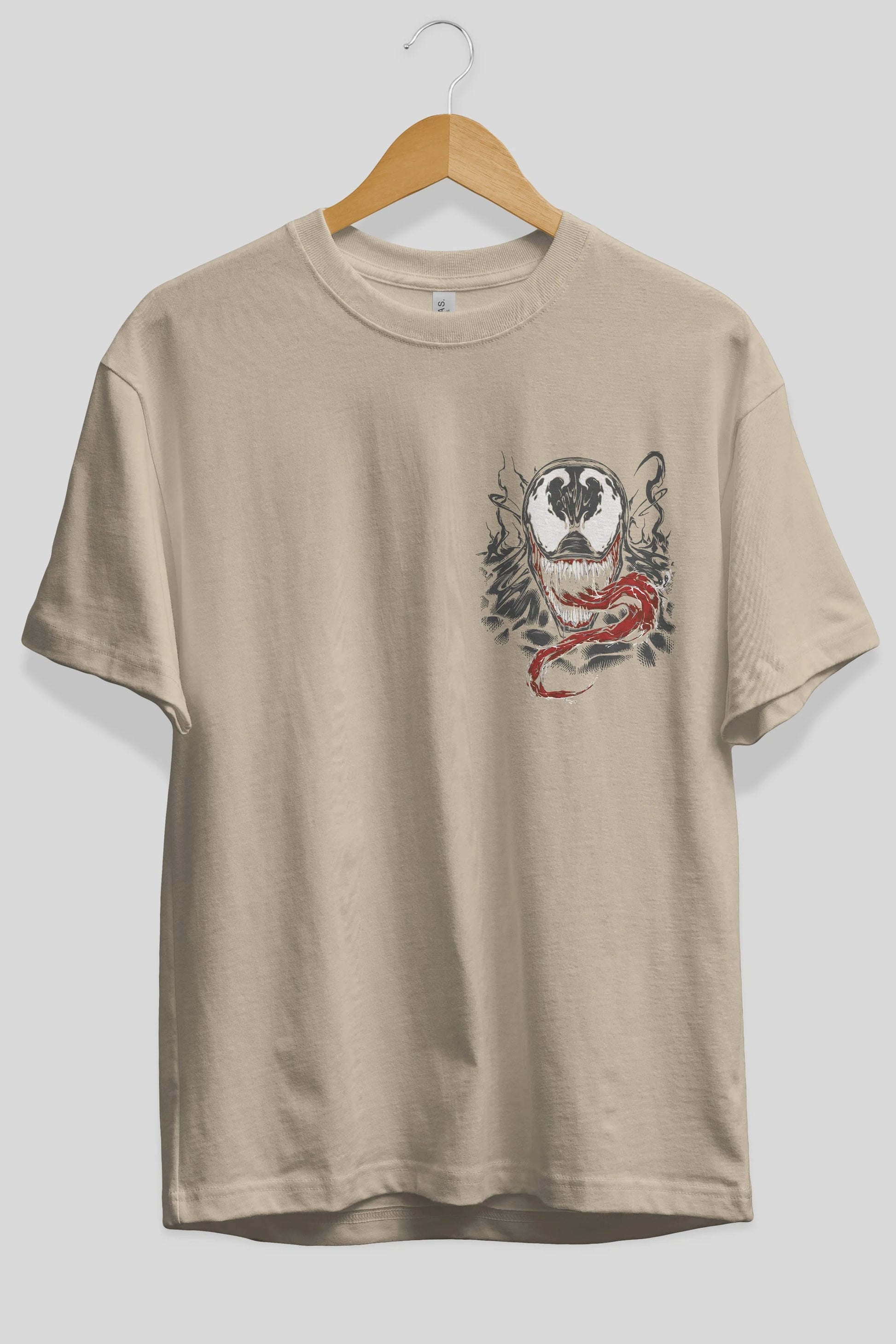 Venom (18) Ön Sol Baskılı Oversize t-shirt Erkek Kadın Unisex %100 Pamuk Bisiklet Yaka tişort
