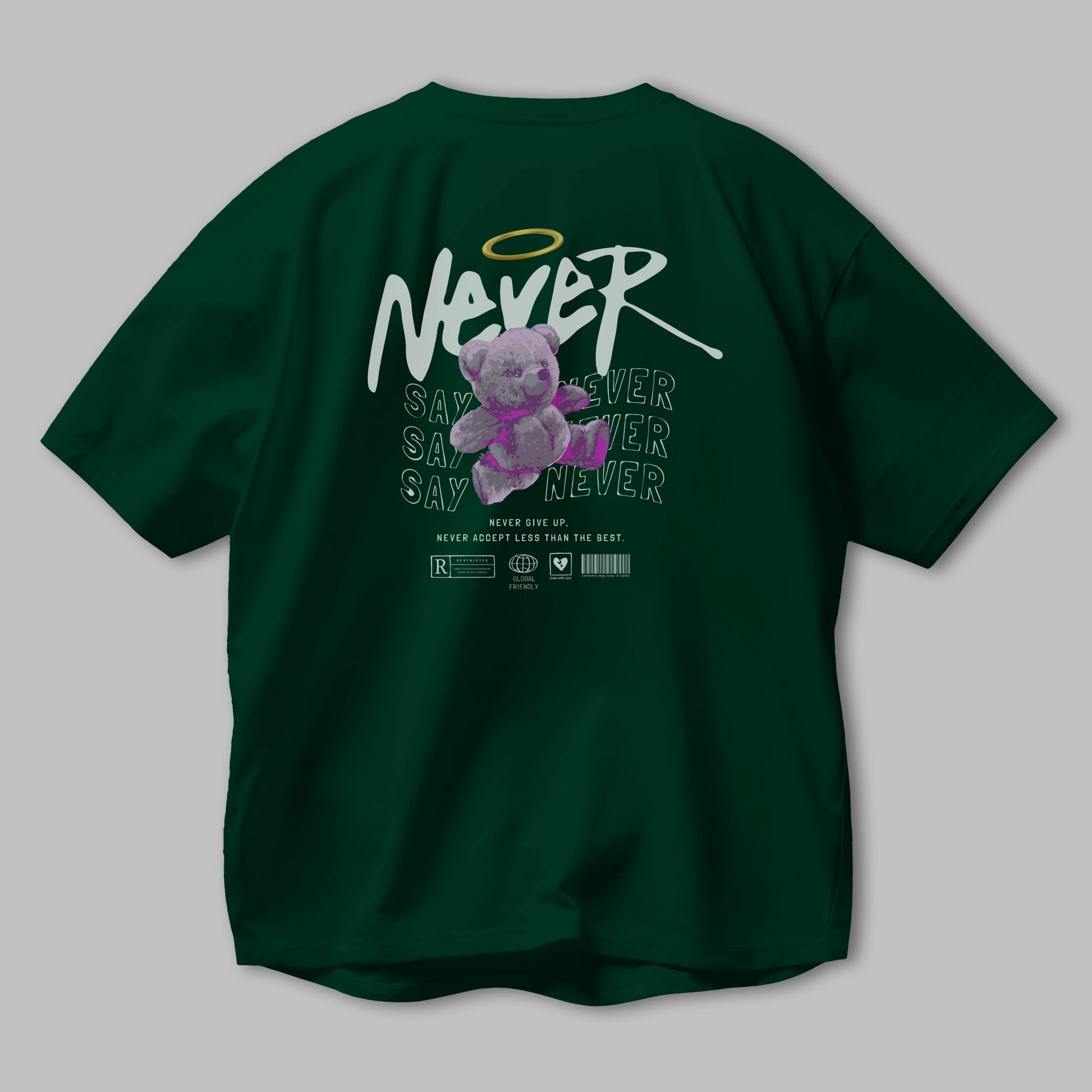 Teddy Bear Never Arka Baskılı Oversize t-shirt Erkek Kadın Unisex