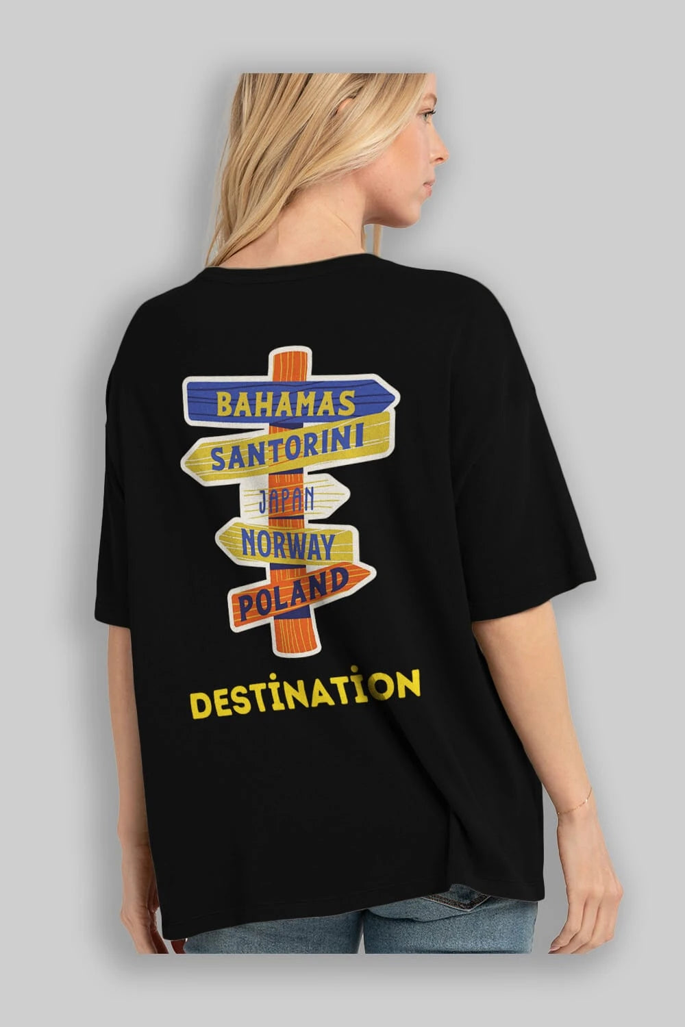 Destination Yazılı Arka Baskılı Oversize t-shirt Erkek Kadın Unisex