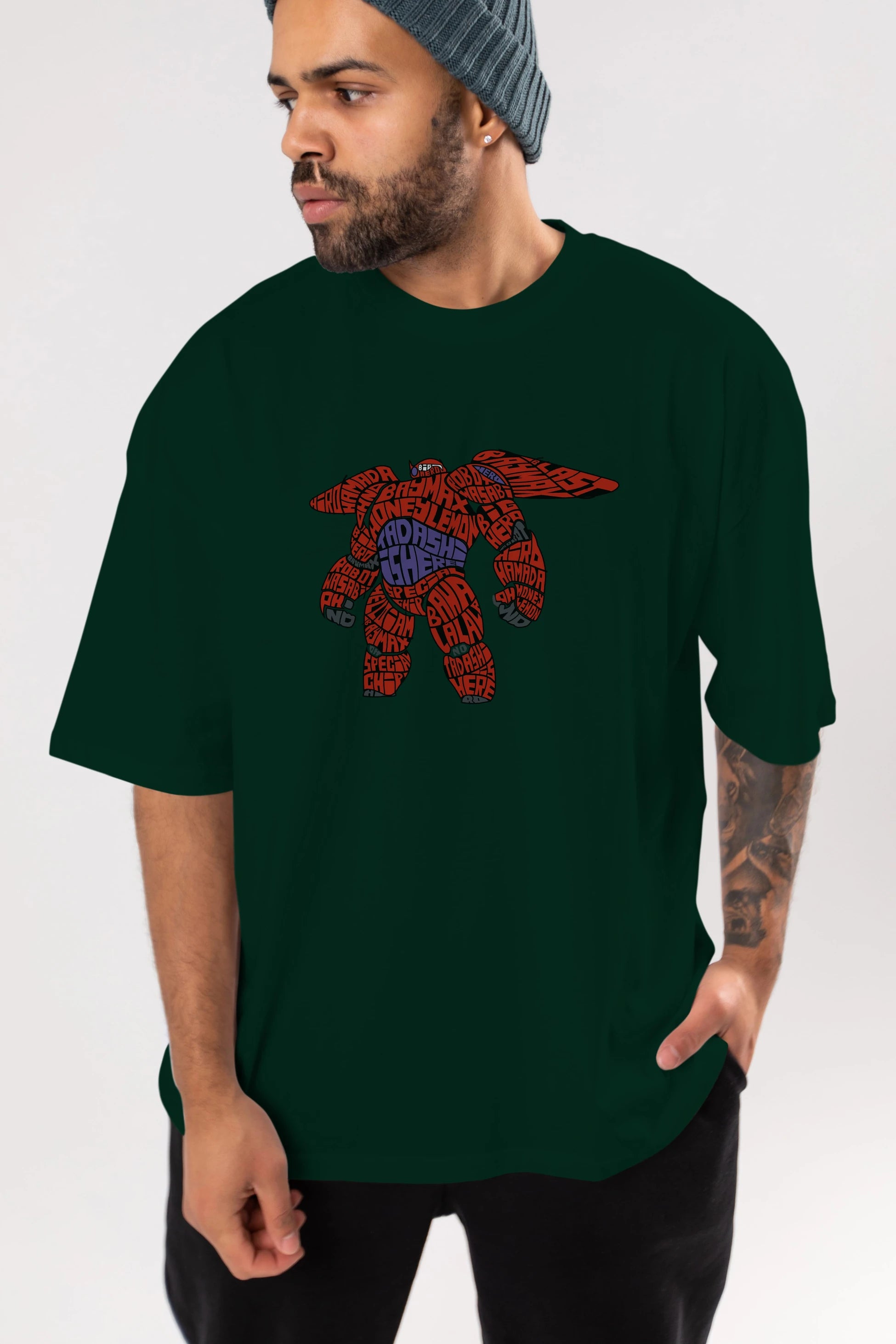 Baymax Ön Baskılı Oversize t-shirt %100 pamuk Erkek Kadın Unisex