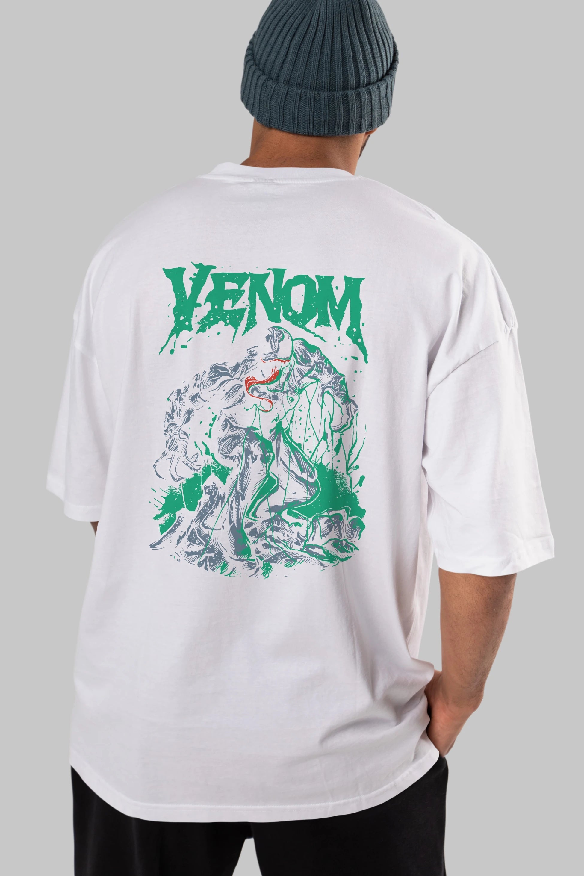 Venom (3) Arka Baskılı Oversize t-shirt Erkek Kadın Unisex %100 Pamuk Bisiklet Yaka tişort