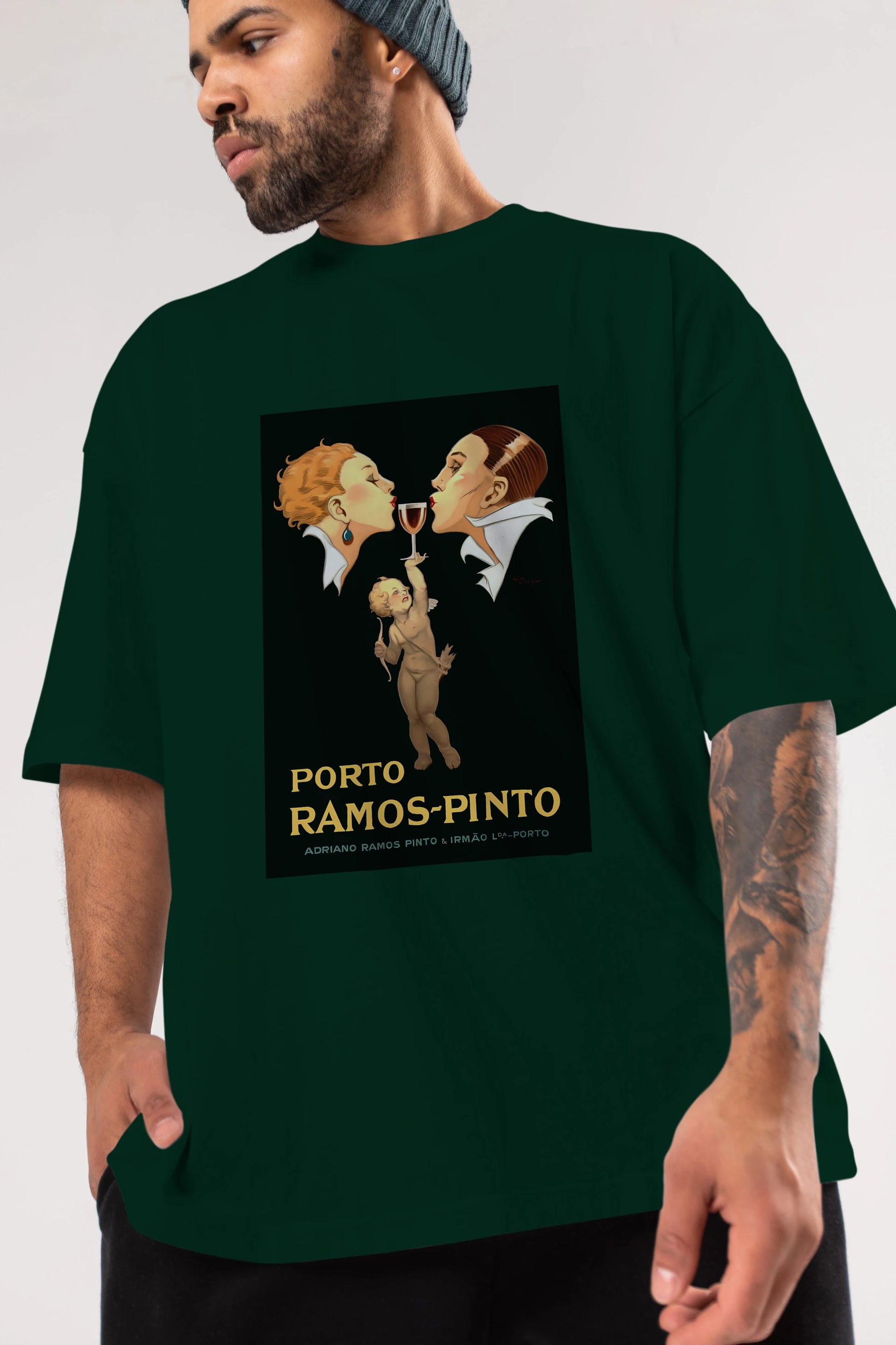 Porto Ramos Pinto Ön Baskılı Oversize t-shirt Erkek Kadın Unisex %100 Pamuk Bisiklet Yaka tişort