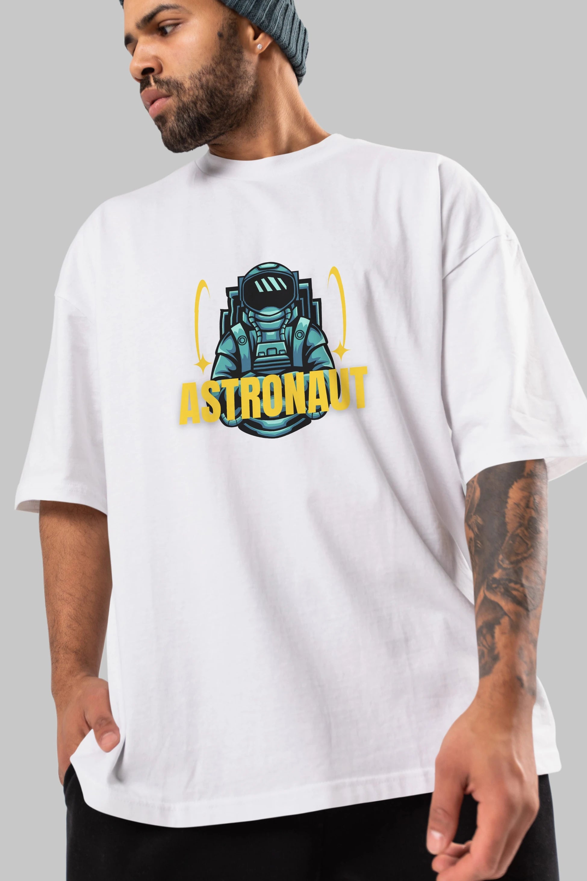 Astronaut Ön Baskılı Oversize t-shirt Erkek Kadın Unisex