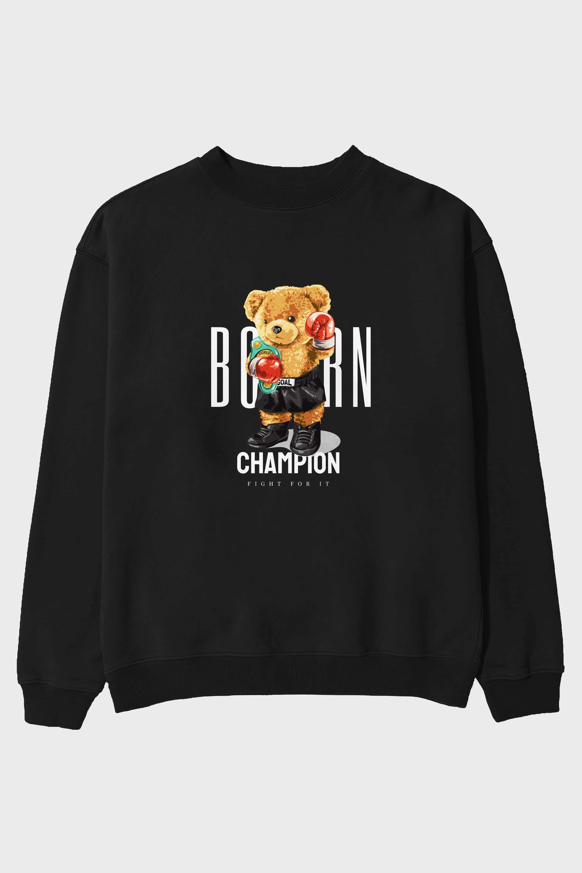 Teddy Bear Champion Ön Baskılı Oversize Sweatshirt Erkek Kadın Unisex