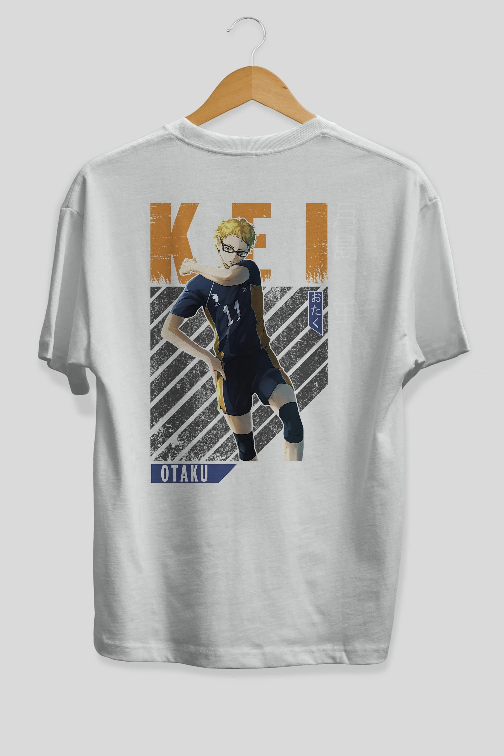 Kei Tsukishima 2 Anime Arka Baskılı Oversize t-shirt Erkek Kadın Unisex