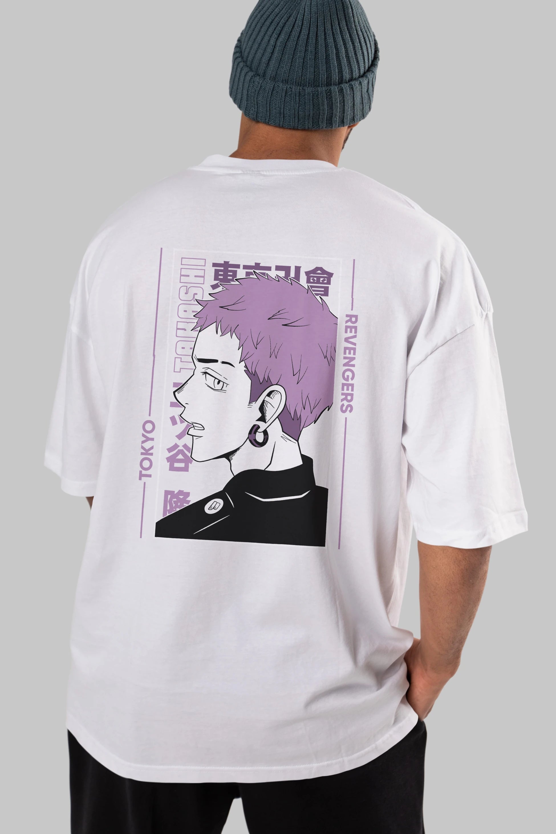 Takashi Mitsuya Anime Arka Baskılı Oversize t-shirt Erkek Kadın Unisex