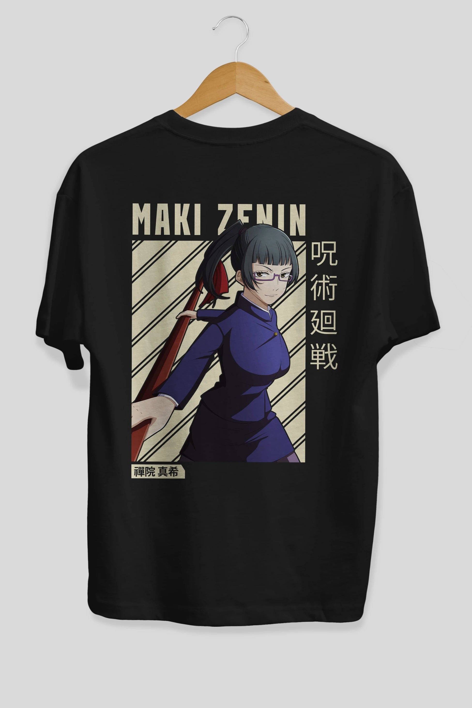 Maki Zenin CHAİNSAWMAN Anime Arka Baskılı Oversize t-shirt Erkek Kadın Unisex