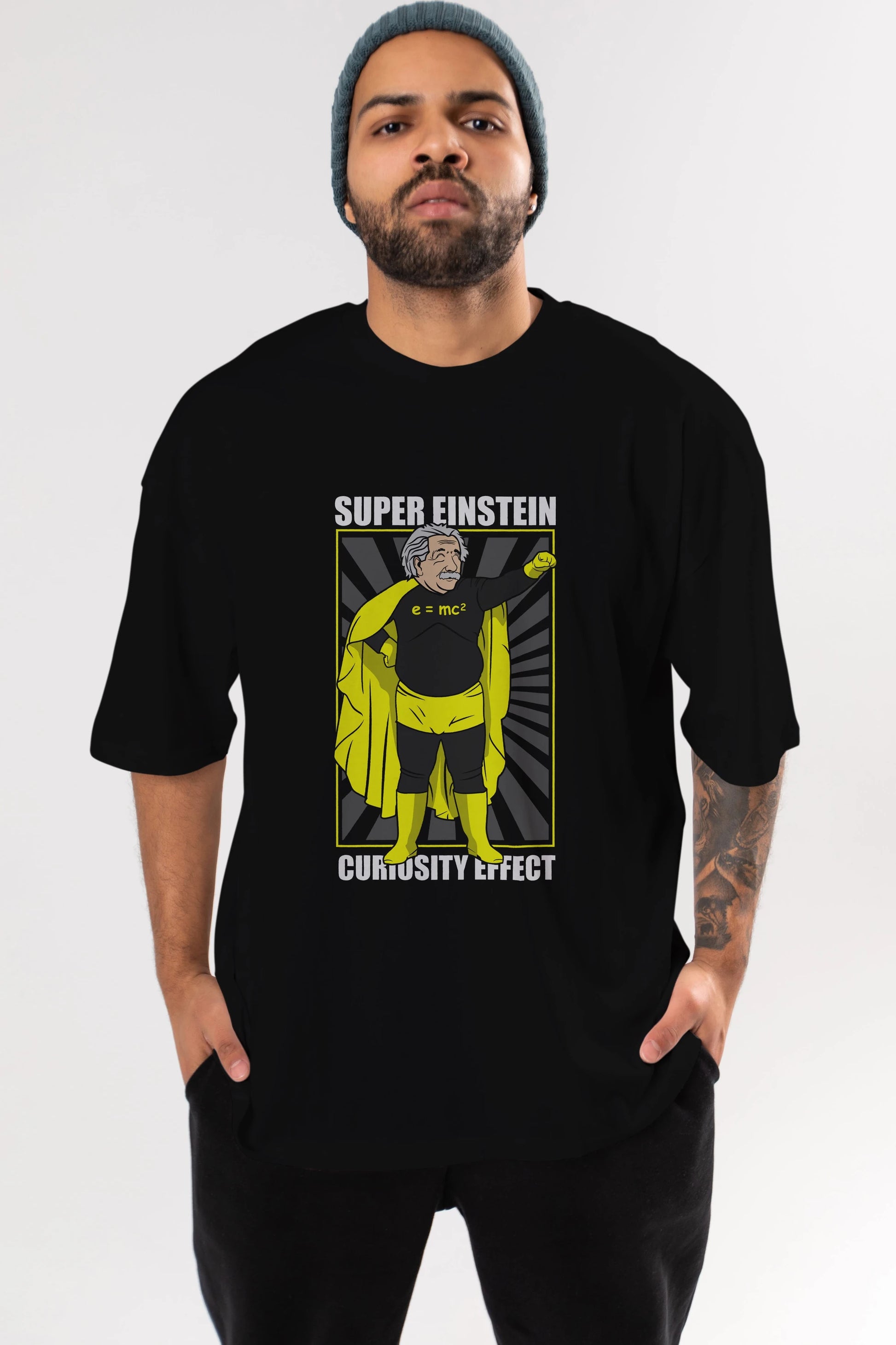 Super Einsten Ön Baskılı Oversize t-shirt Erkek Kadın Unisex %100 Pamuk tişort