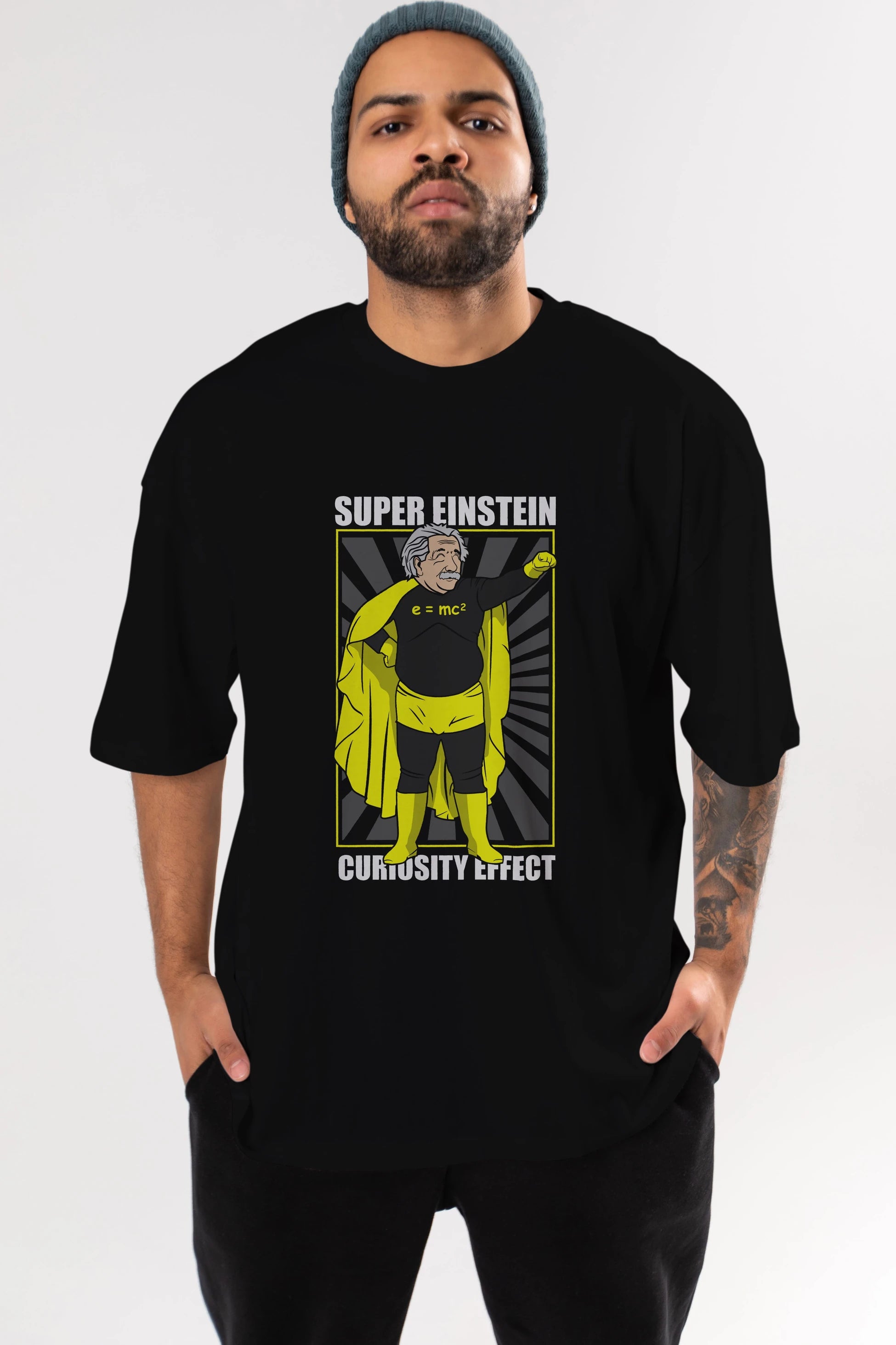 Super Einsten Ön Baskılı Oversize t-shirt Erkek Kadın Unisex %100 Pamuk tişort