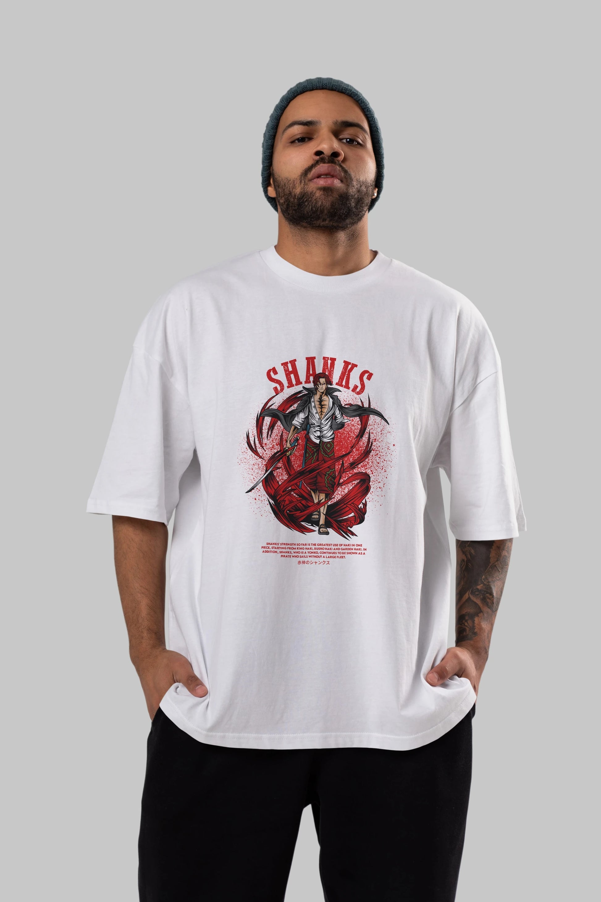 Shanks Anime Ön Baskılı Oversize t-shirt %100 pamuk Erkek Kadın Unisex