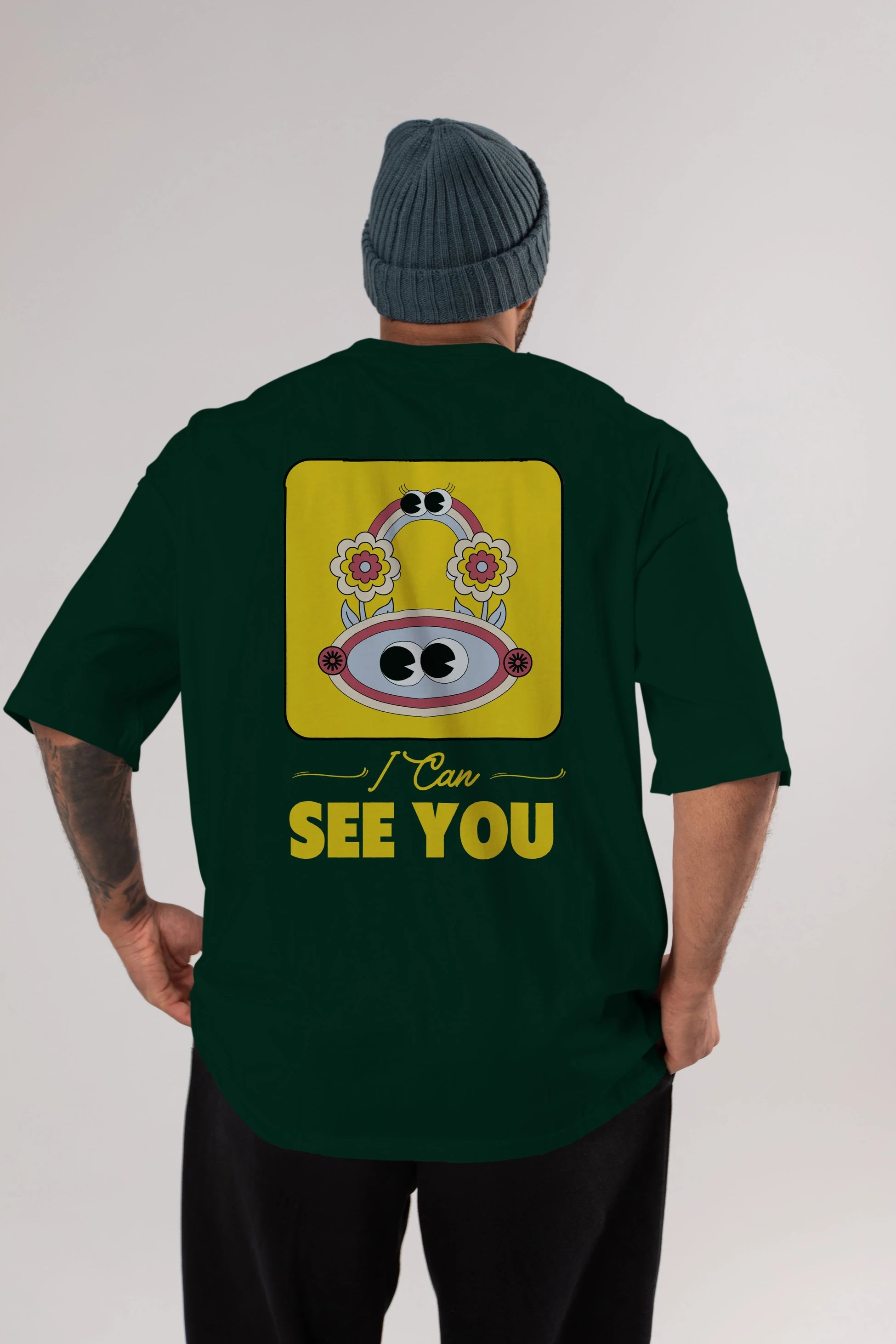 I Can See You Yazılı Arka Baskılı Oversize t-shirt Erkek Kadın Unisex
