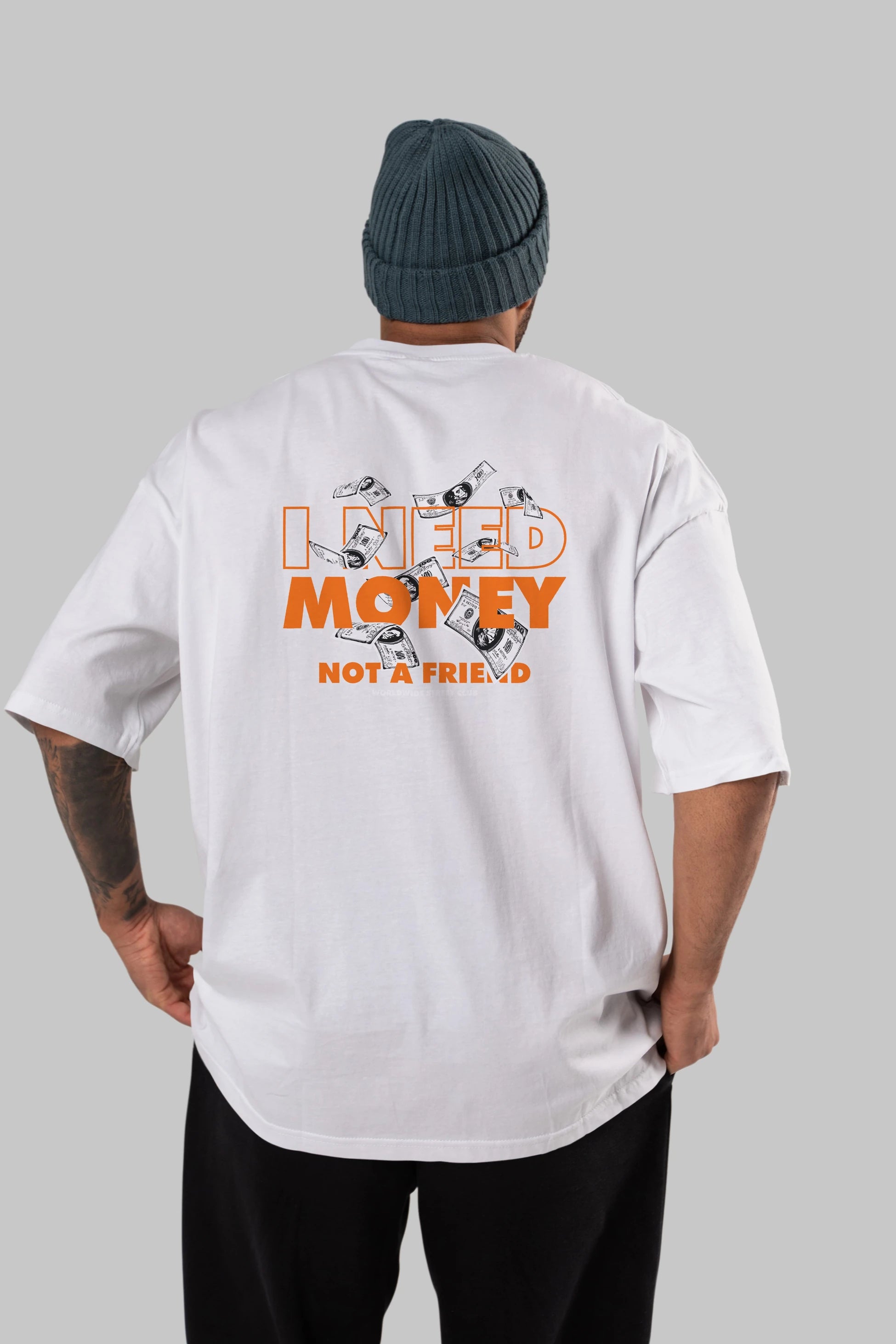 I Need Money Arka Baskılı Oversize t-shirt Erkek Kadın Unisex