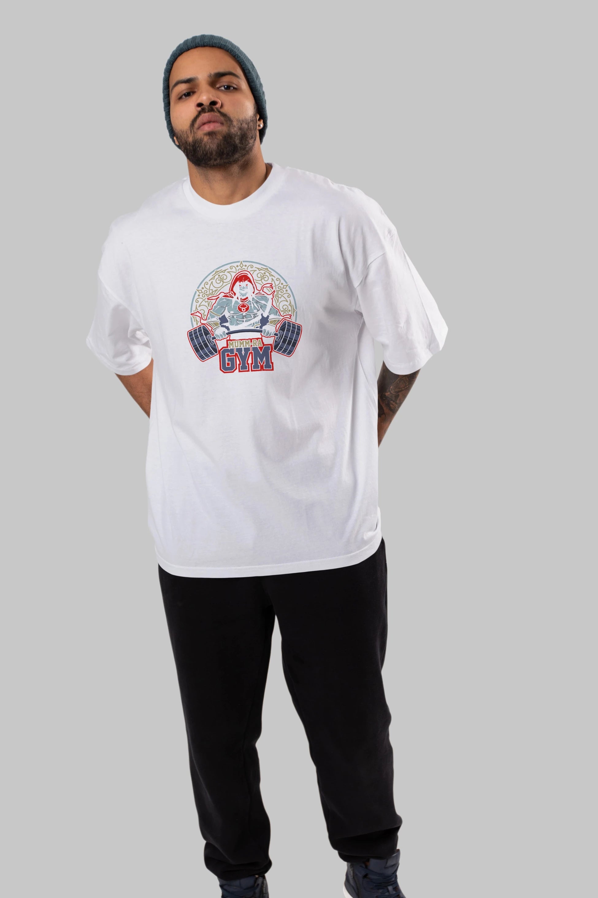 Mumm-ra GYM Ön Baskılı Oversize t-shirt Erkek Kadın Unisex %100 Pamuk Bisiklet Yaka tişort