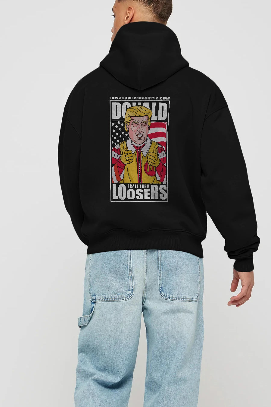 Ronald Trump Arka Baskılı Hoodie Oversize Kapüşonlu Sweatshirt Erkek Kadın Unisex