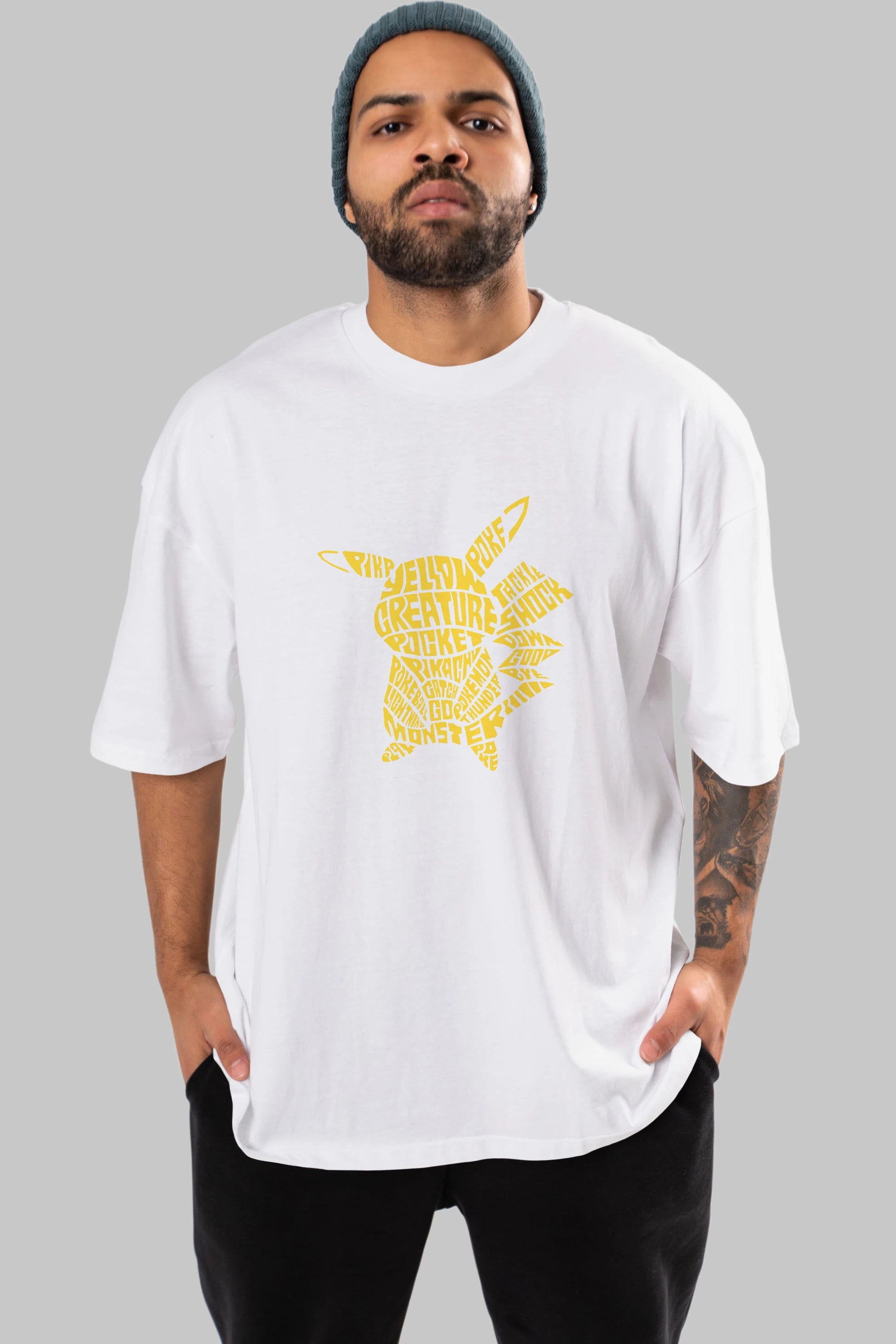 Pocket Monster Ön Baskılı Oversize t-shirt %100 pamuk Erkek Kadın Unisex