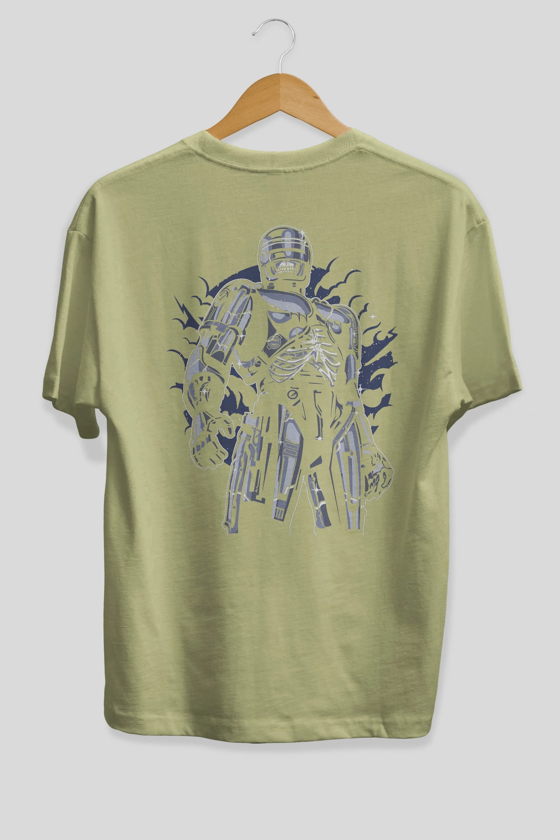 Roboskull Arka Baskılı Oversize t-shirt Erkek Kadın Unisex %100 Pamuk