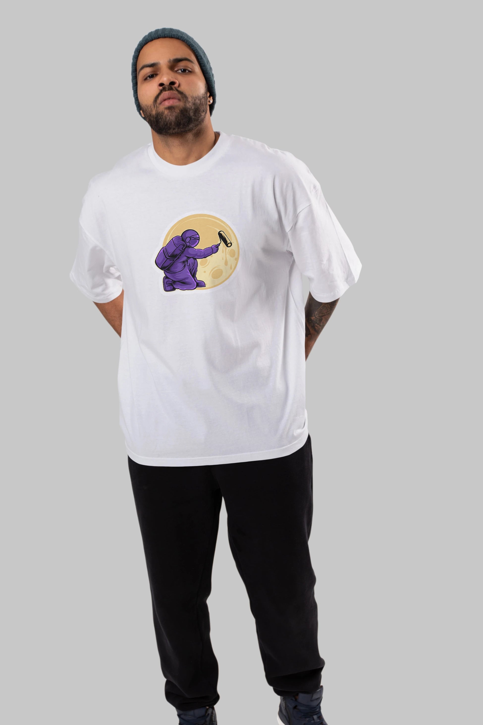 Astropaint Sticker Ön Baskılı Oversize t-shirt Erkek Kadın Unisex