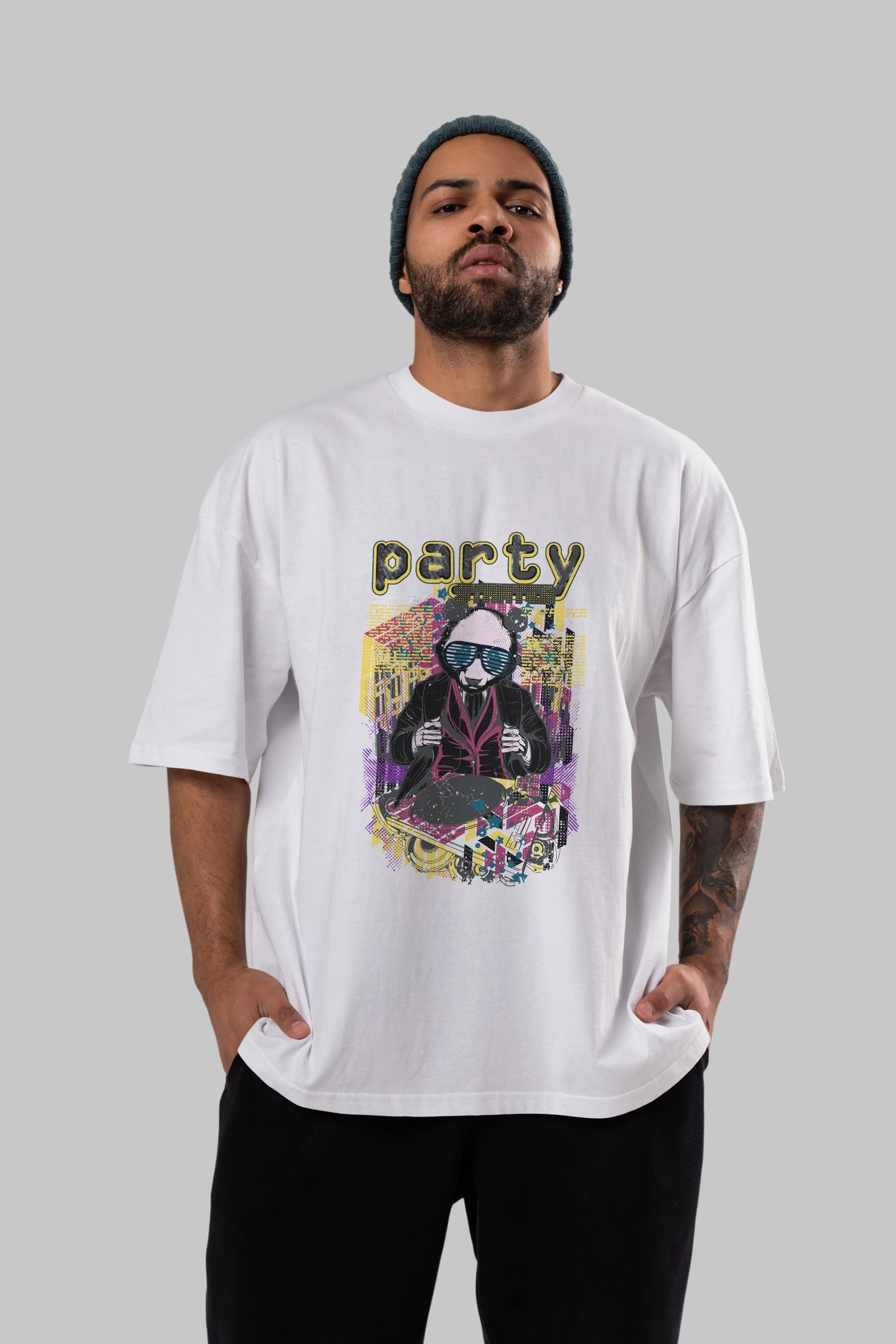 Party Starter Ön Baskılı Oversize t-shirt Erkek Kadın Unisex