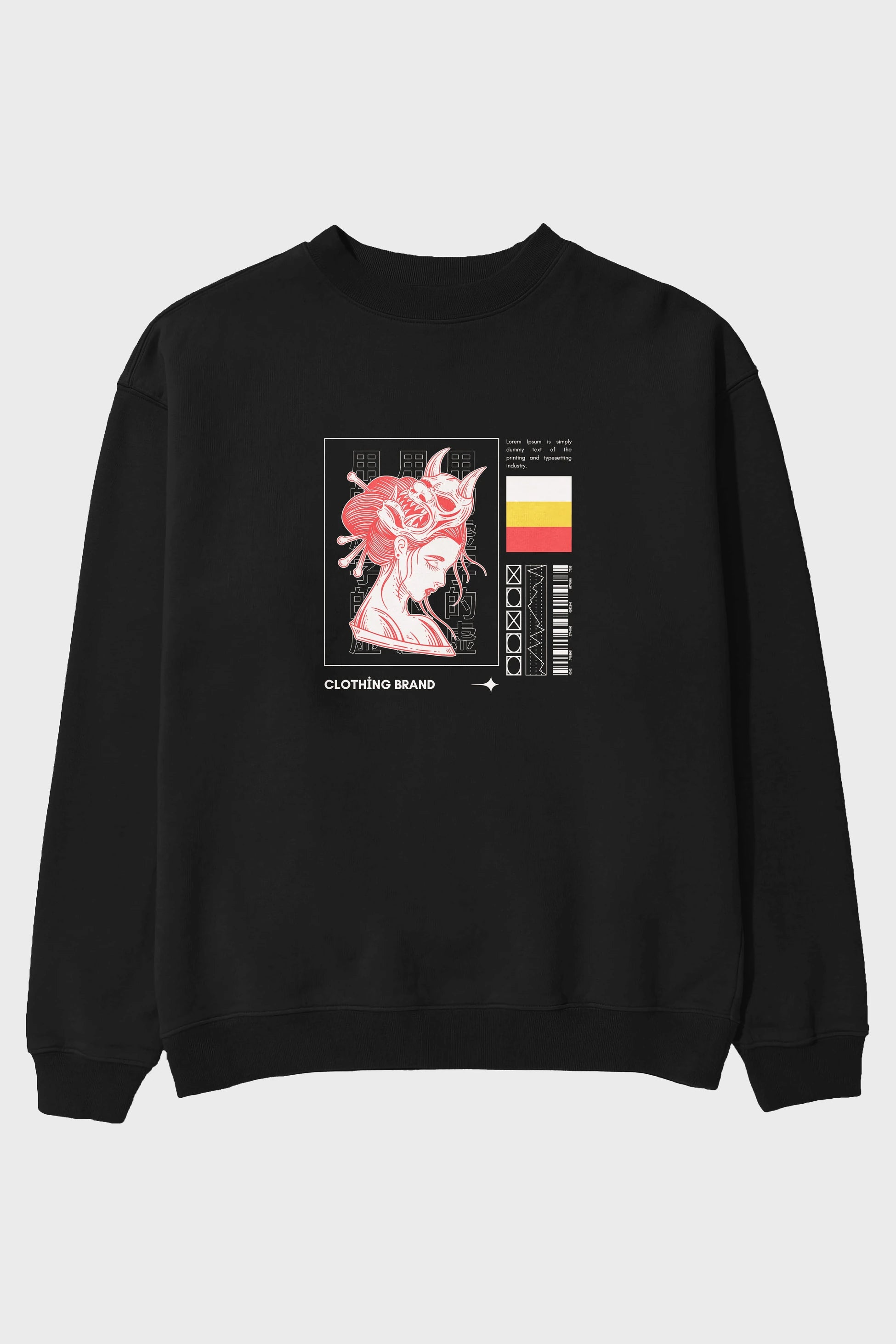 Hipster Japanese Style 2 Ön Baskılı Oversize Sweatshirt Erkek Kadın Unisex