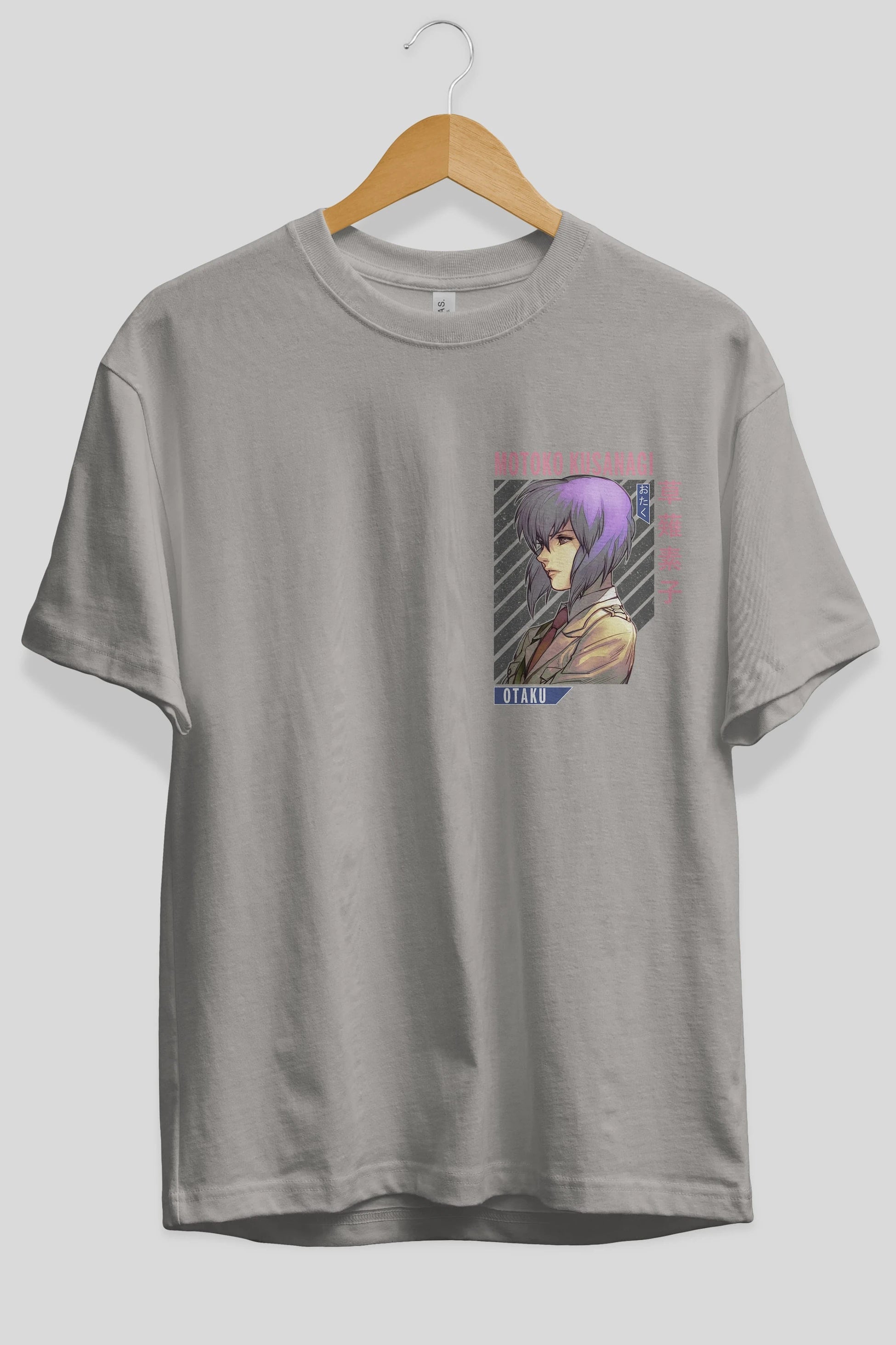 Motoko Kusanagi 4 Ön Sol Baskılı Oversize t-shirt Erkek Kadın Unisex %100 Pamuk Bisiklet Yaka tişort