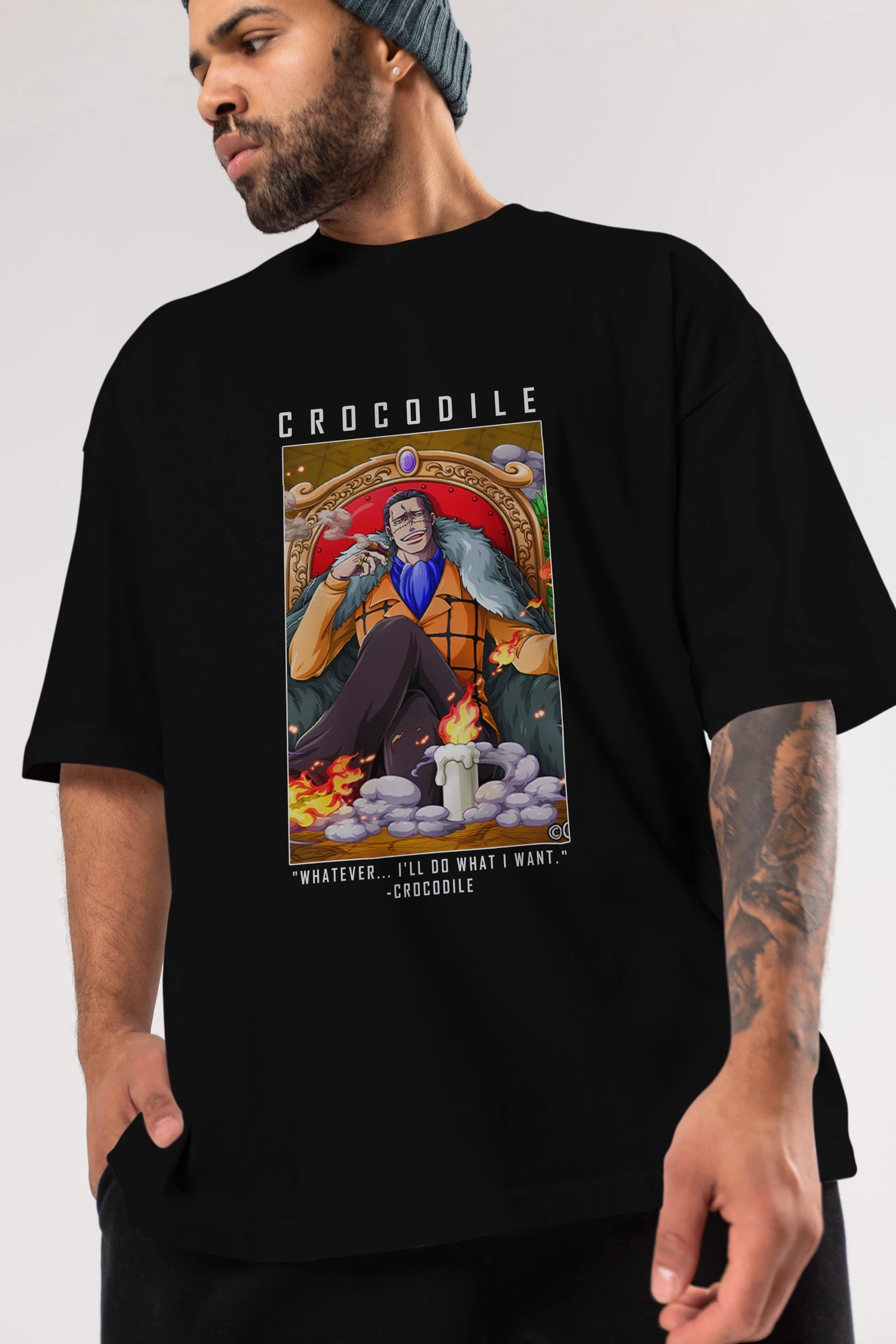 Crocodile Anime Ön Baskılı Oversize t-shirt Erkek Kadın Unisex