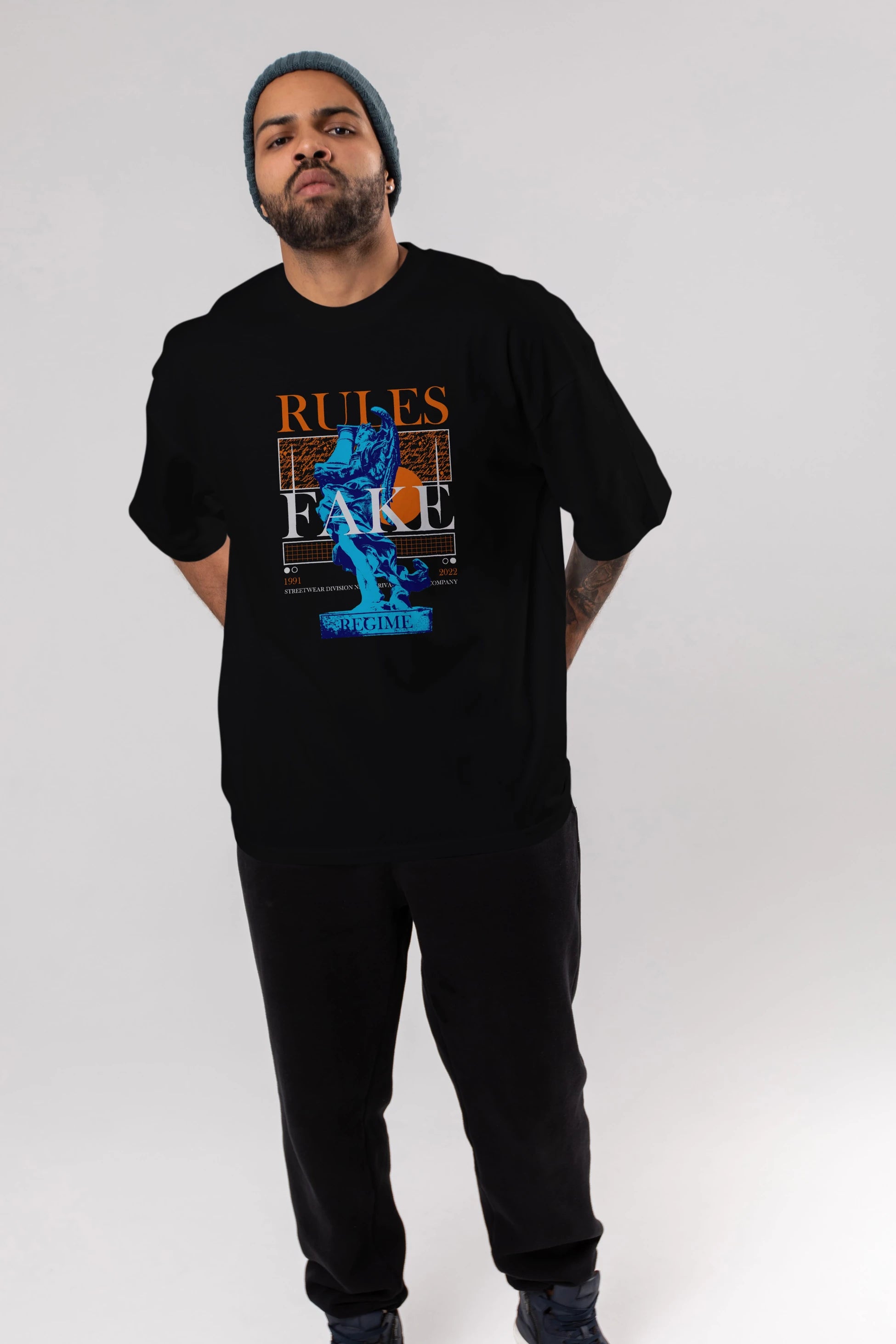Rules Fake Ön Baskılı Oversize t-shirt Erkek Kadın Unisex