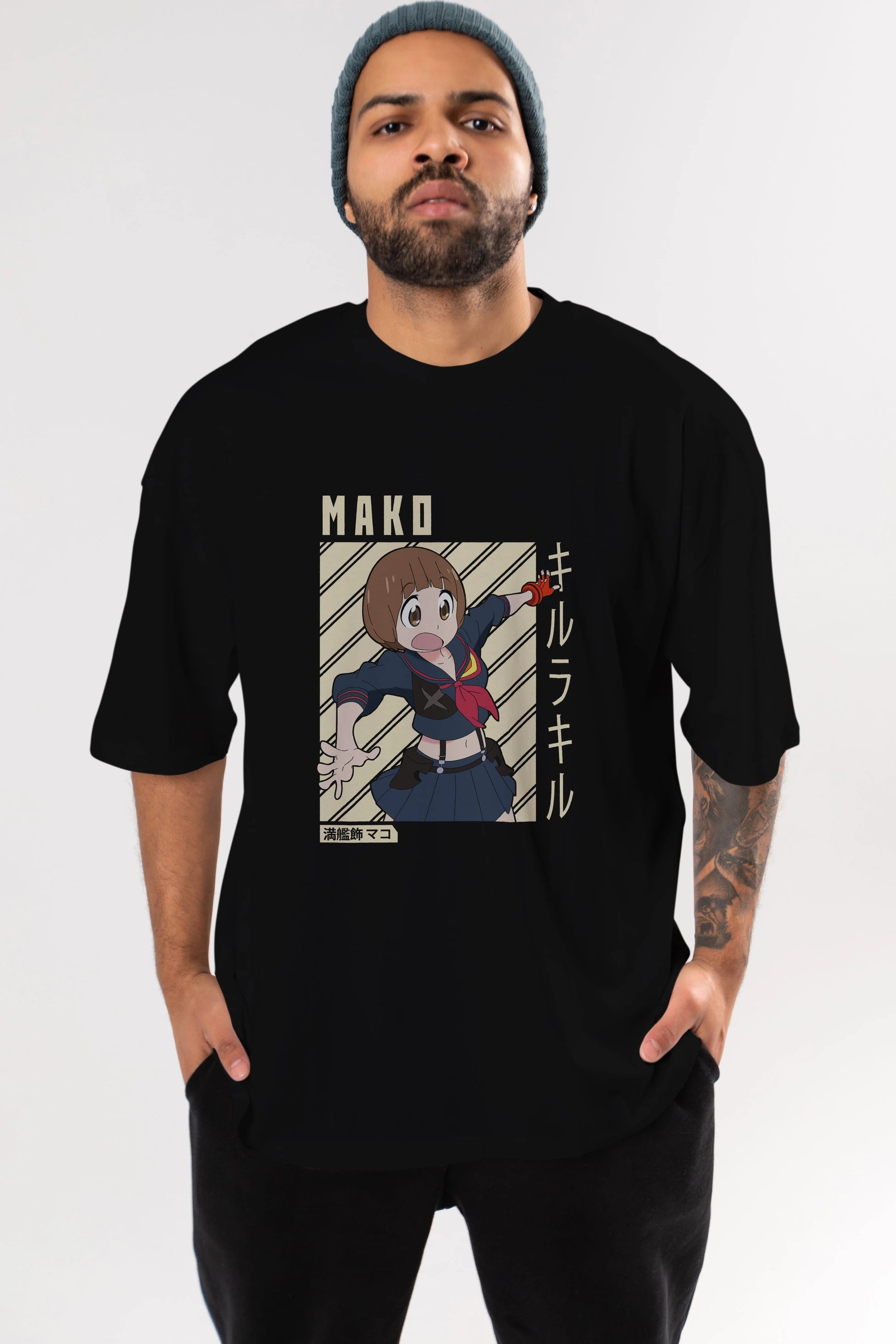 Mako Mankanshoku 1 Anime Ön Baskılı Oversize t-shirt %100 pamuk Erkek Kadın Unisex