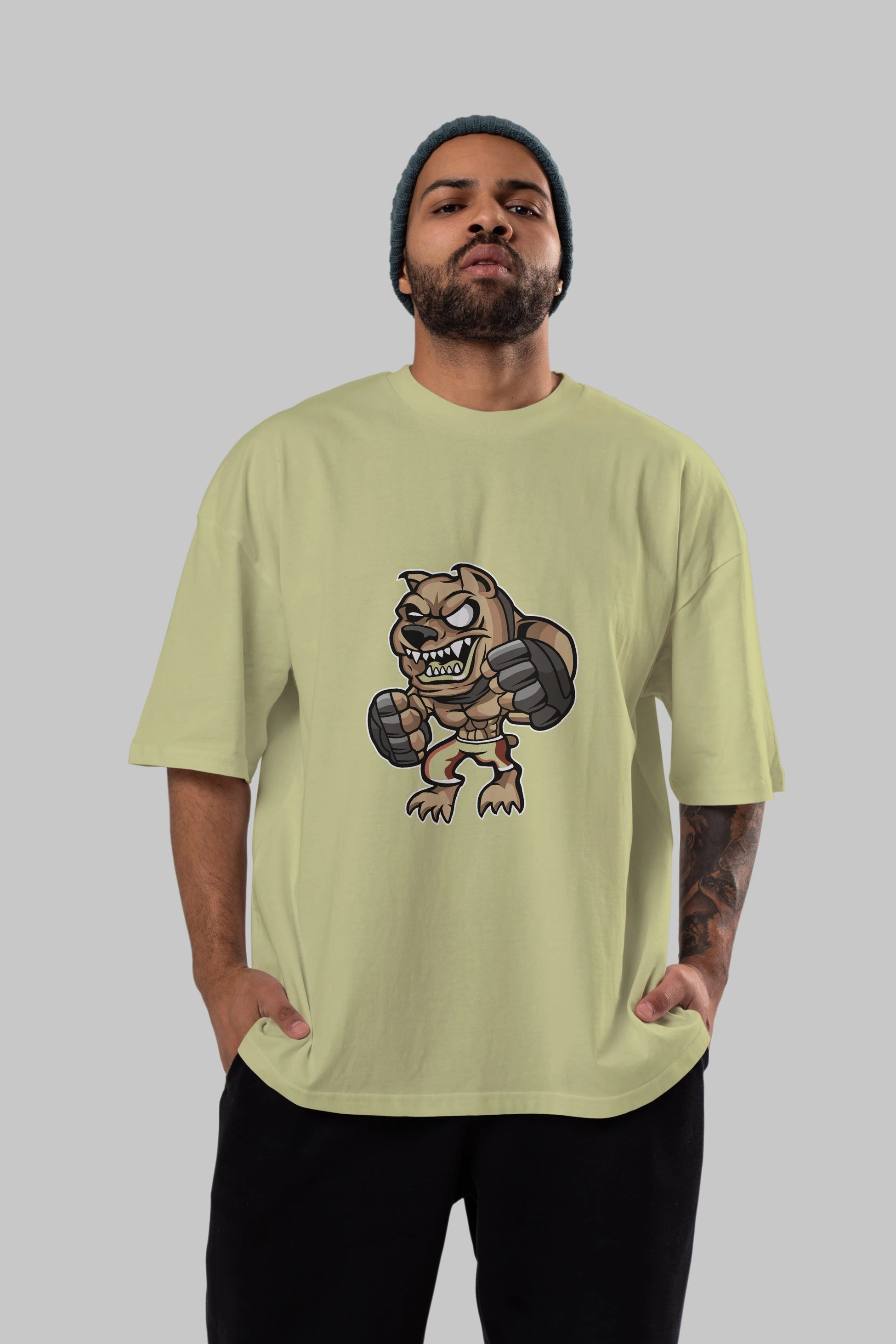 MMA Dog Ön Baskılı Oversize t-shirt Erkek Kadın Unisex %100 Pamuk tişort