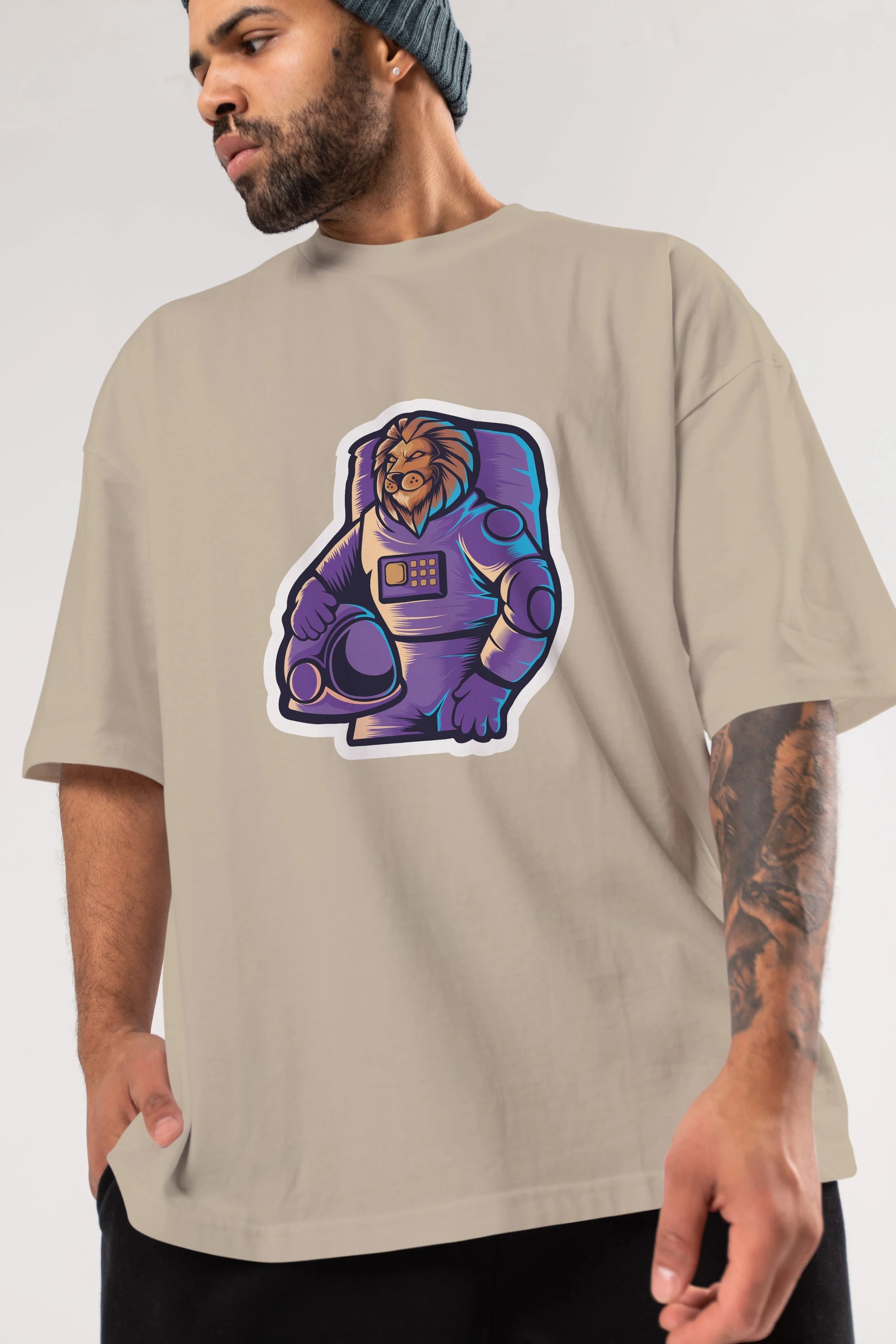 Astroking Sticker Ön Baskılı Oversize t-shirt Erkek Kadın Unisex