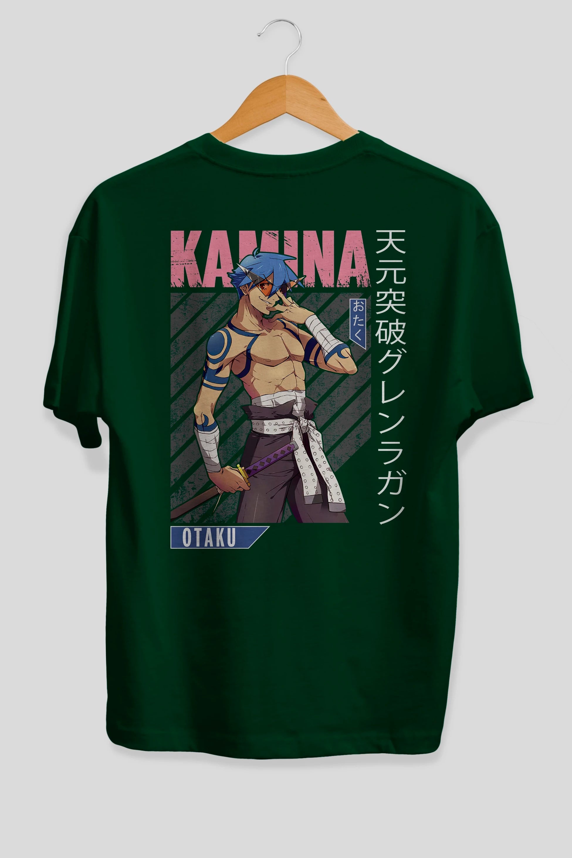 Kamina 5 Anime Arka Baskılı Oversize t-shirt Erkek Kadın Unisex