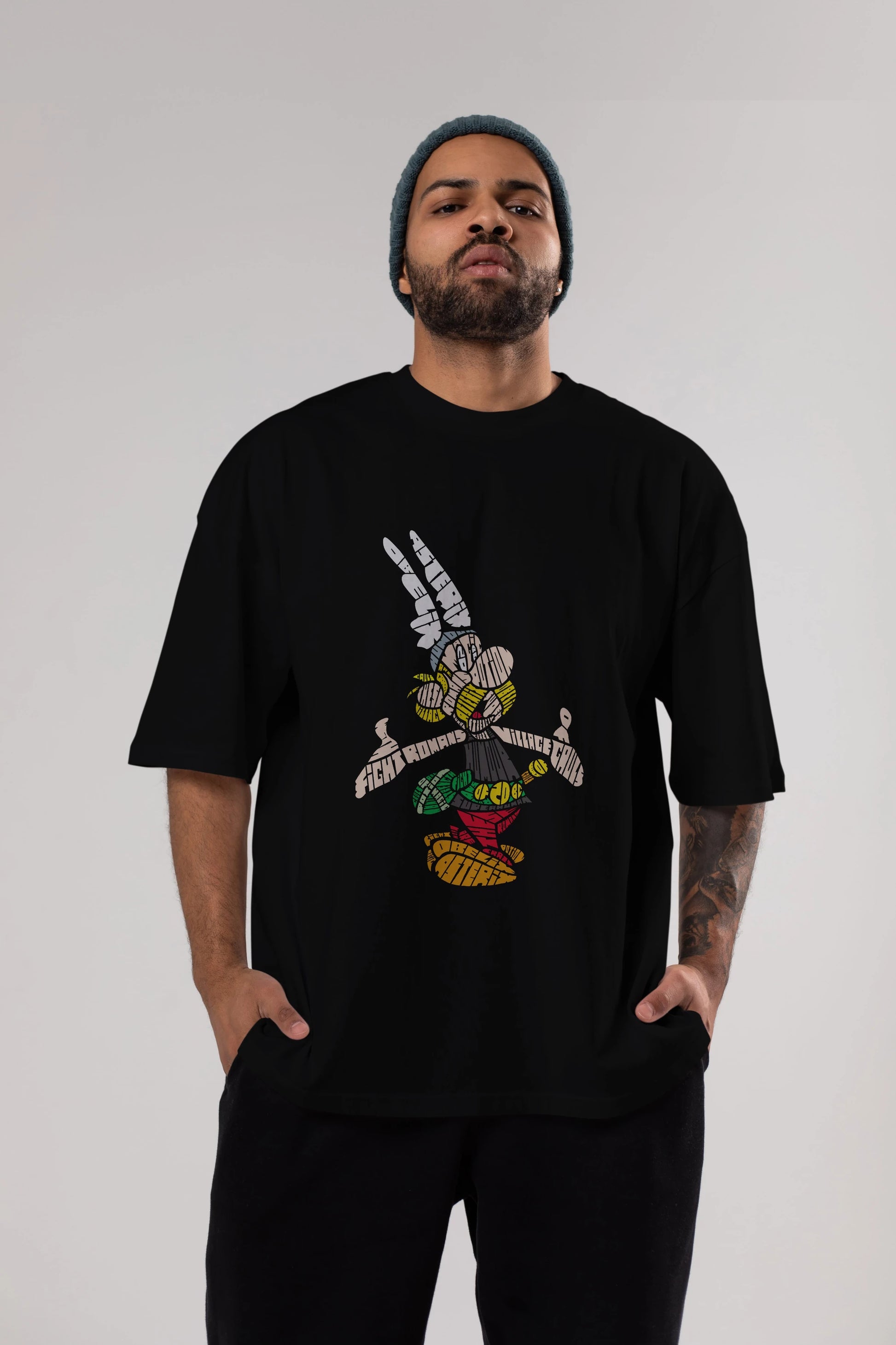Asterix Ön Baskılı Oversize t-shirt %100 pamuk Erkek Kadın Unisex