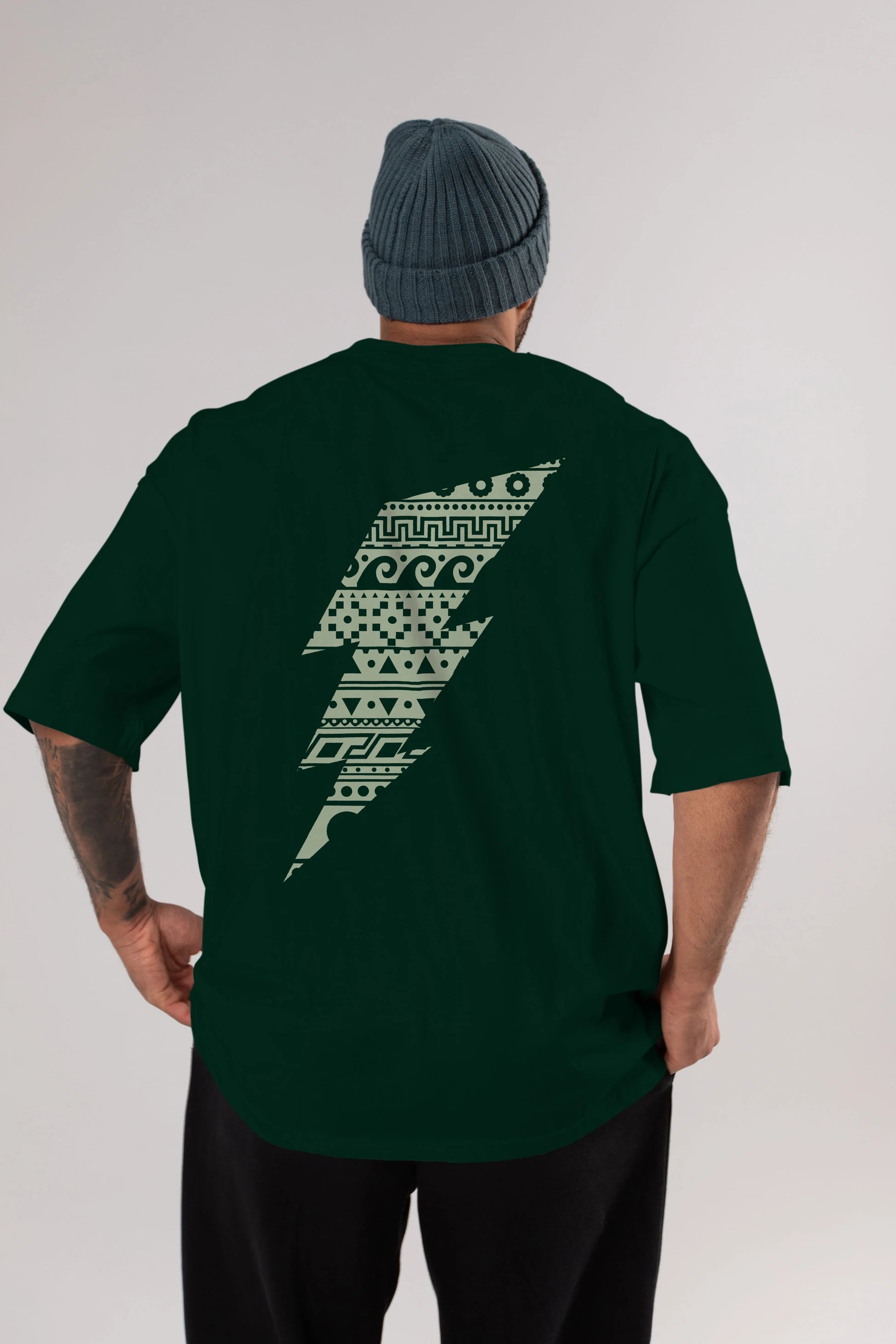 Thunderbolt Arka Baskılı Oversize t-shirt %100 pamuk Erkek Kadın Unisex