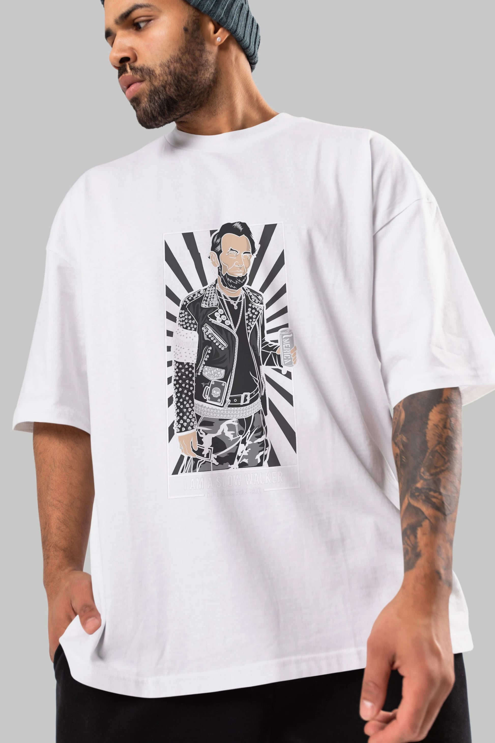 Lincoln Street Punk Ön Baskılı Oversize t-shirt Erkek Kadın Unisex %100 Pamuk tişort