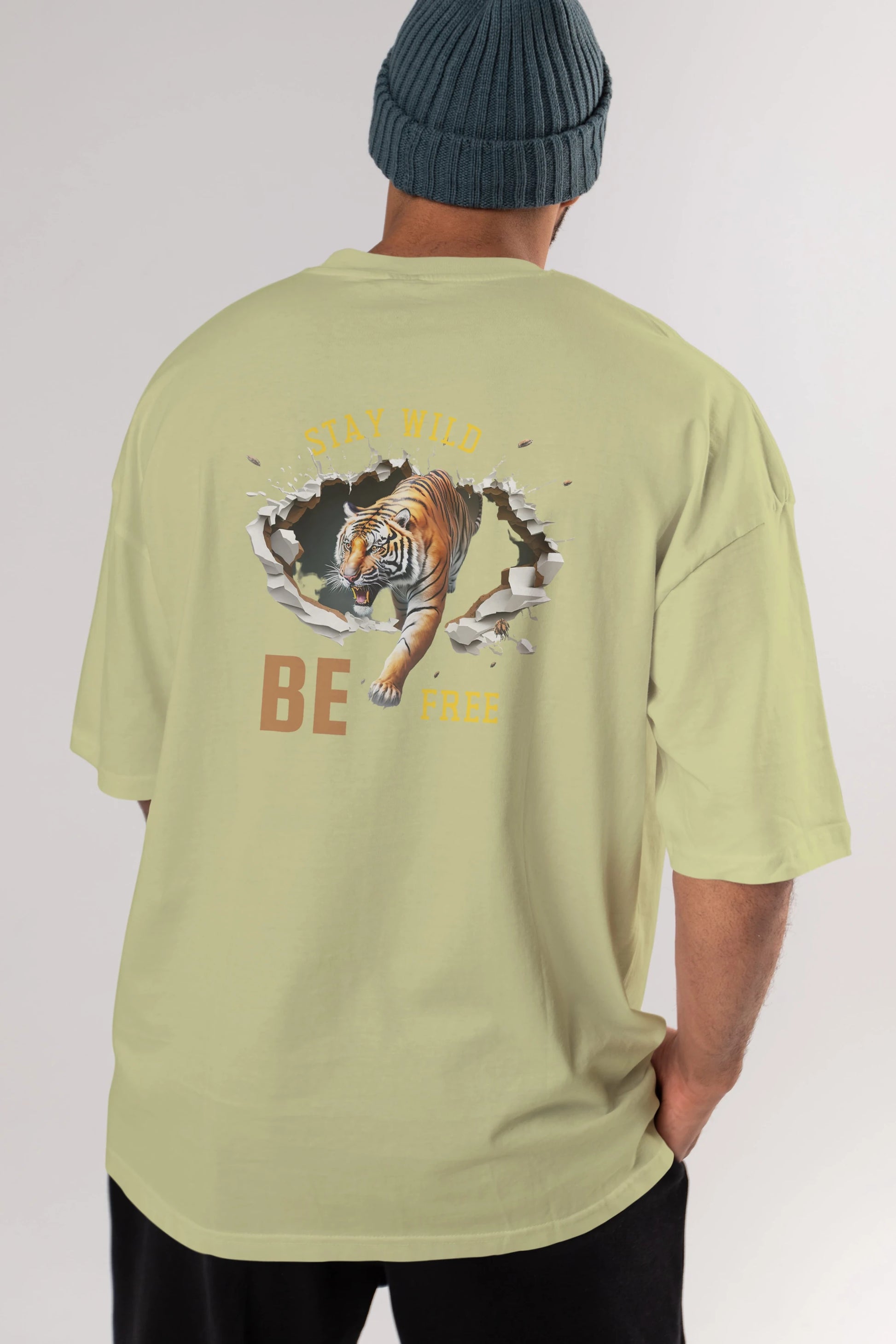 Stay Wild Be Free Yazılı Arka Baskılı Oversize t-shirt Erkek Kadın Unisex