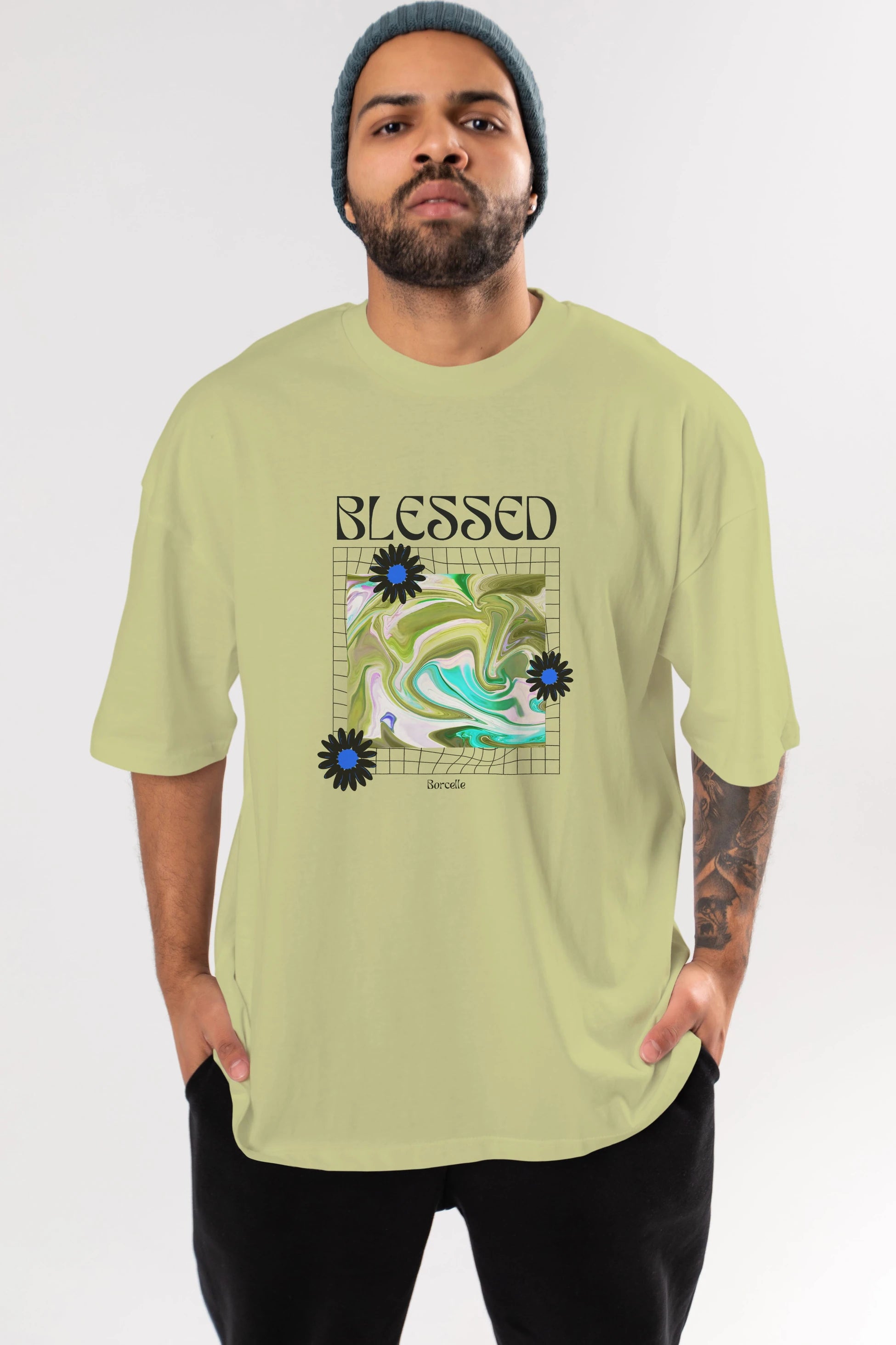Blessed Ön Baskılı Oversize t-shirt Erkek Kadın Unisex