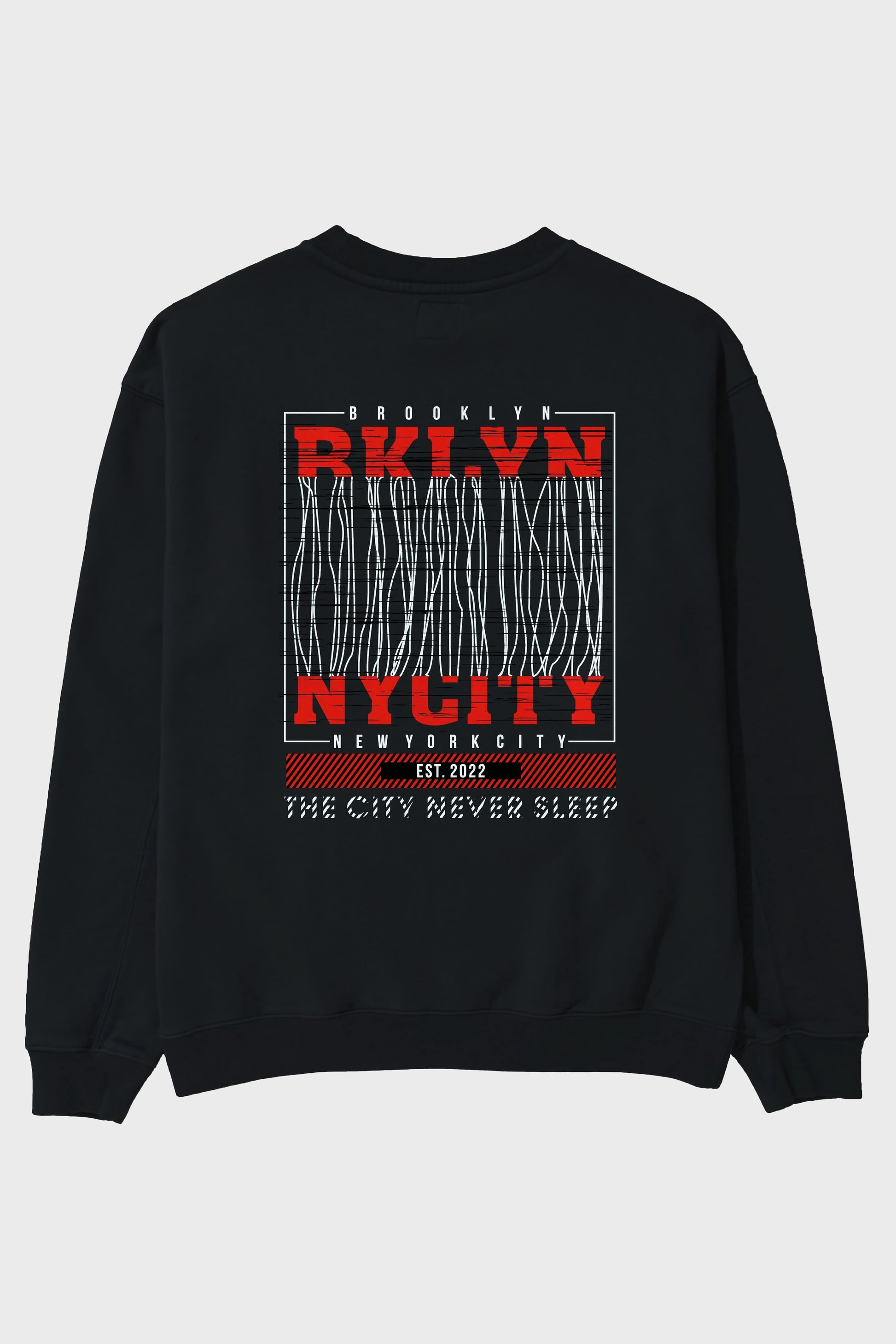 Brooklyn New York City Arka Baskılı Oversize Sweatshirt Erkek Kadın Unisex