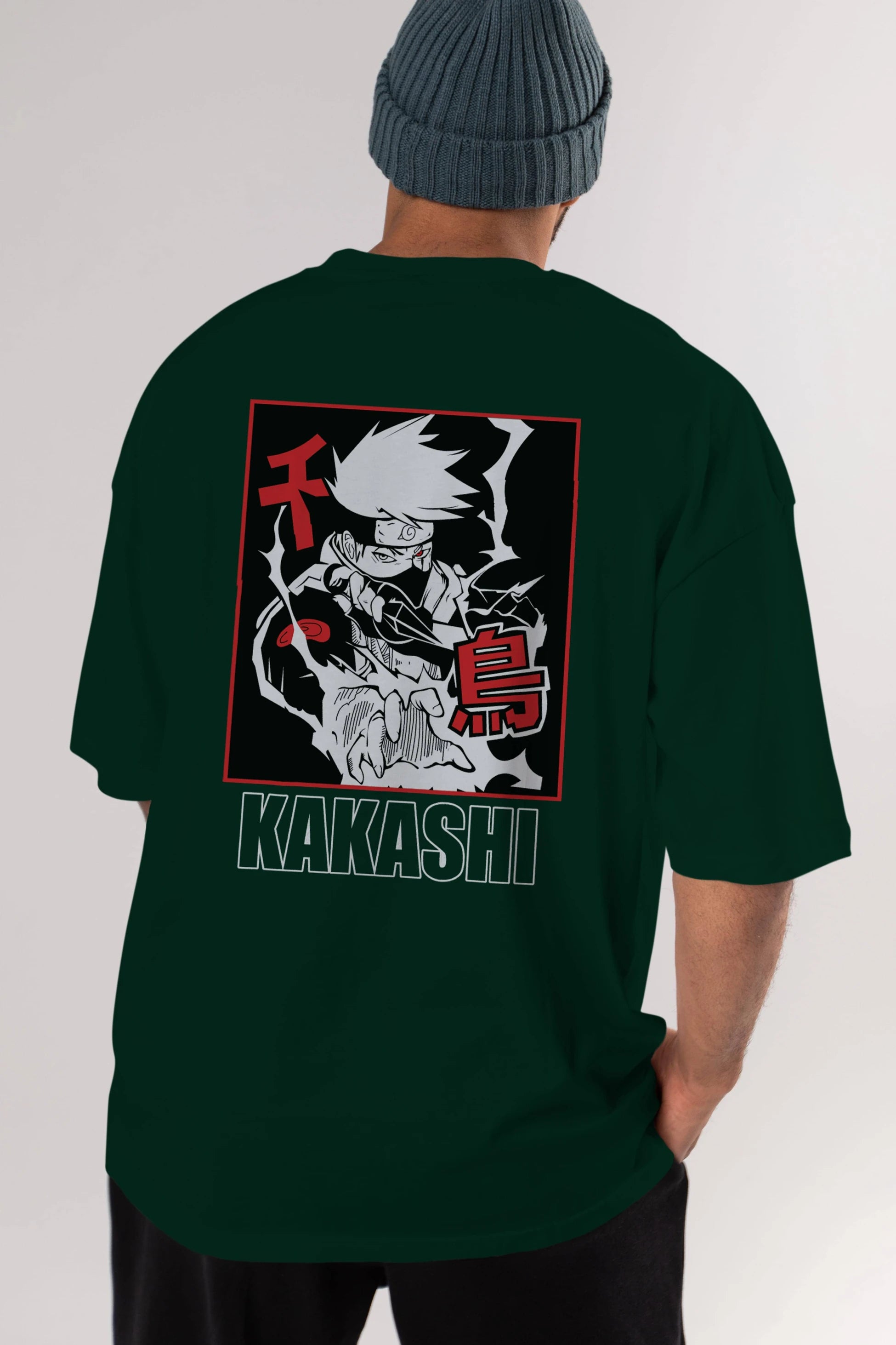 KAKASHI HATAKE NARUTO Anime Arka Baskılı Oversize t-shirt Erkek Kadın Unisex