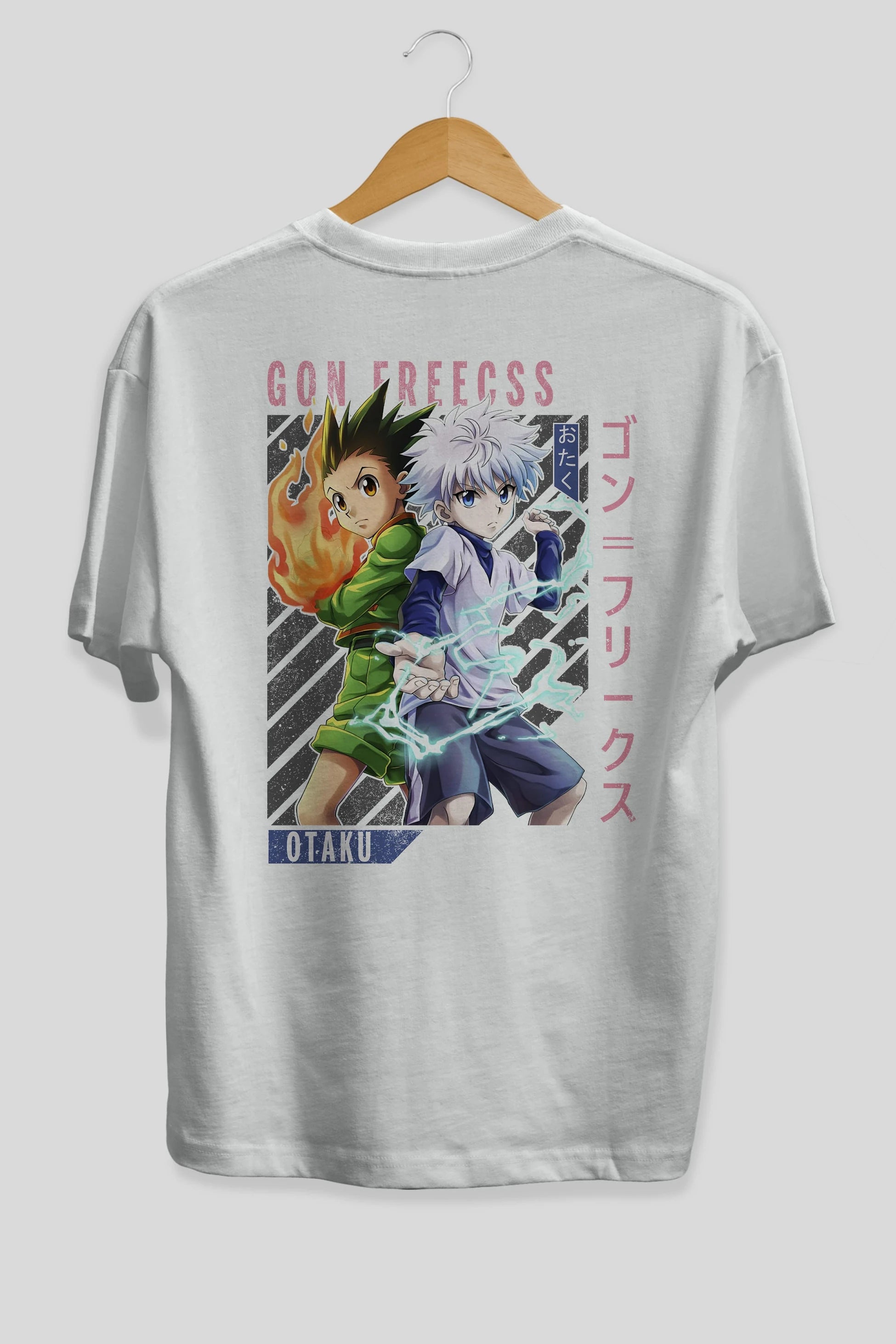 Gon Freecss HUNTER X HUNTER 1 Anime Arka Baskılı Oversize t-shirt Erkek Kadın Unisex