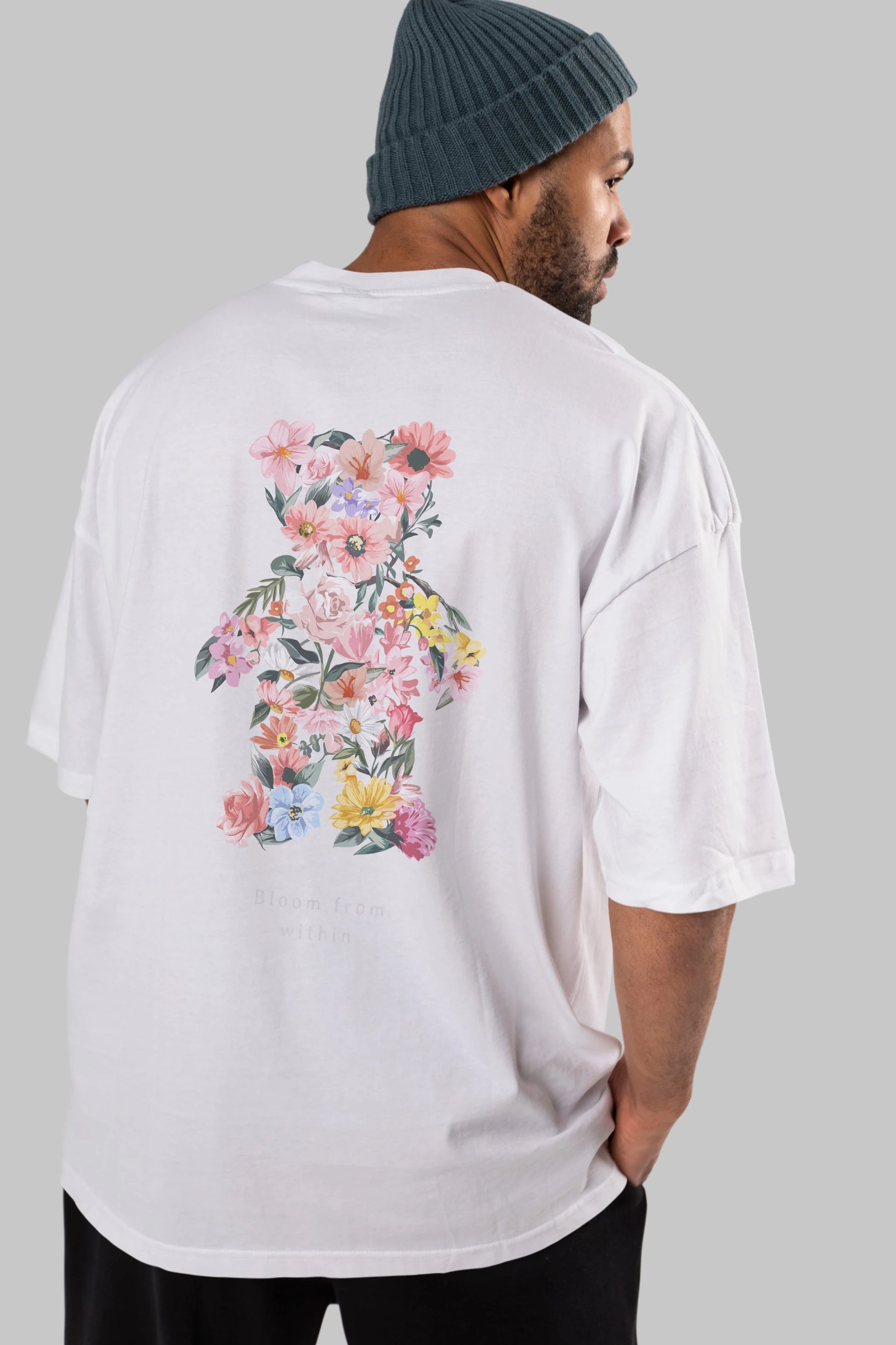 Bloom from Bear Arka Baskılı Oversize t-shirt Erkek Kadın Unisex
