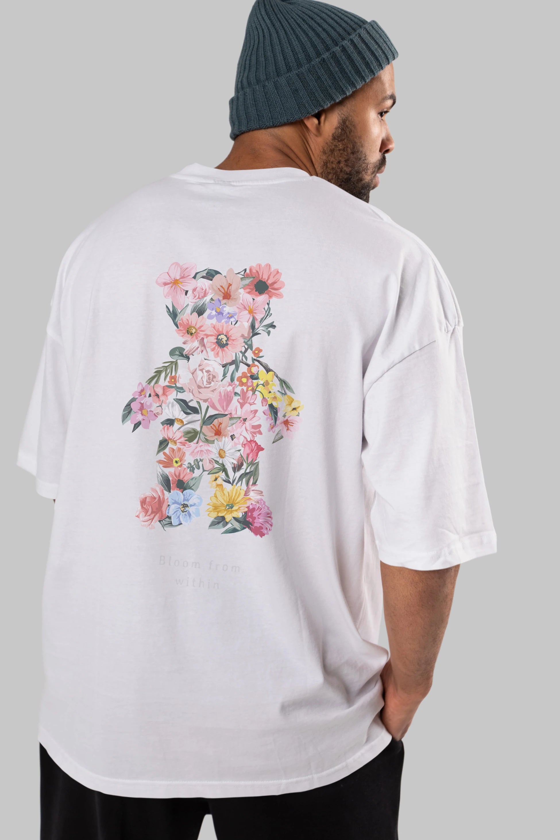 Bloom from Bear Arka Baskılı Oversize t-shirt Erkek Kadın Unisex