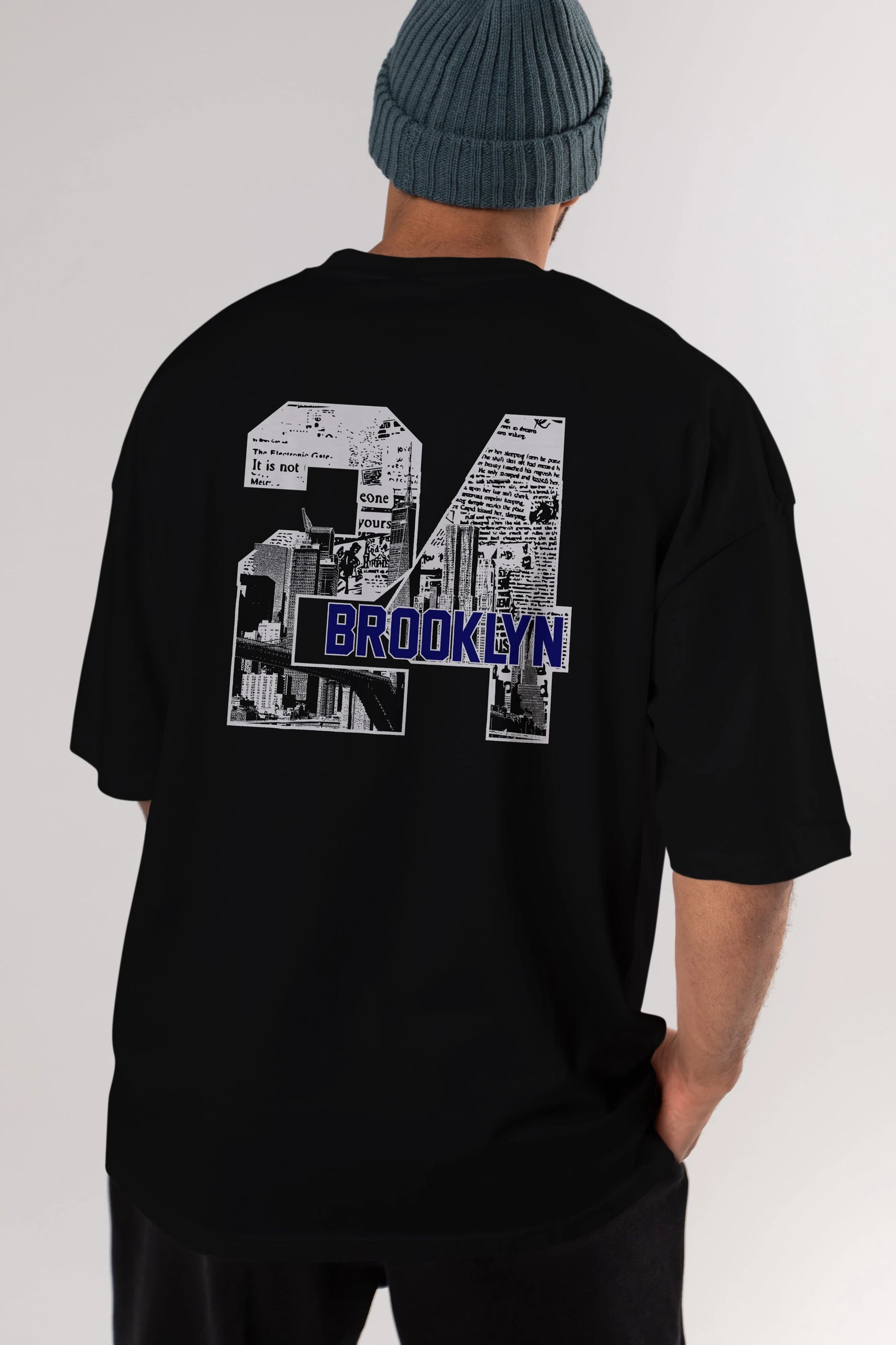 Brooklyn 24 Arka Baskılı Oversize t-shirt Erkek Kadın Unisex