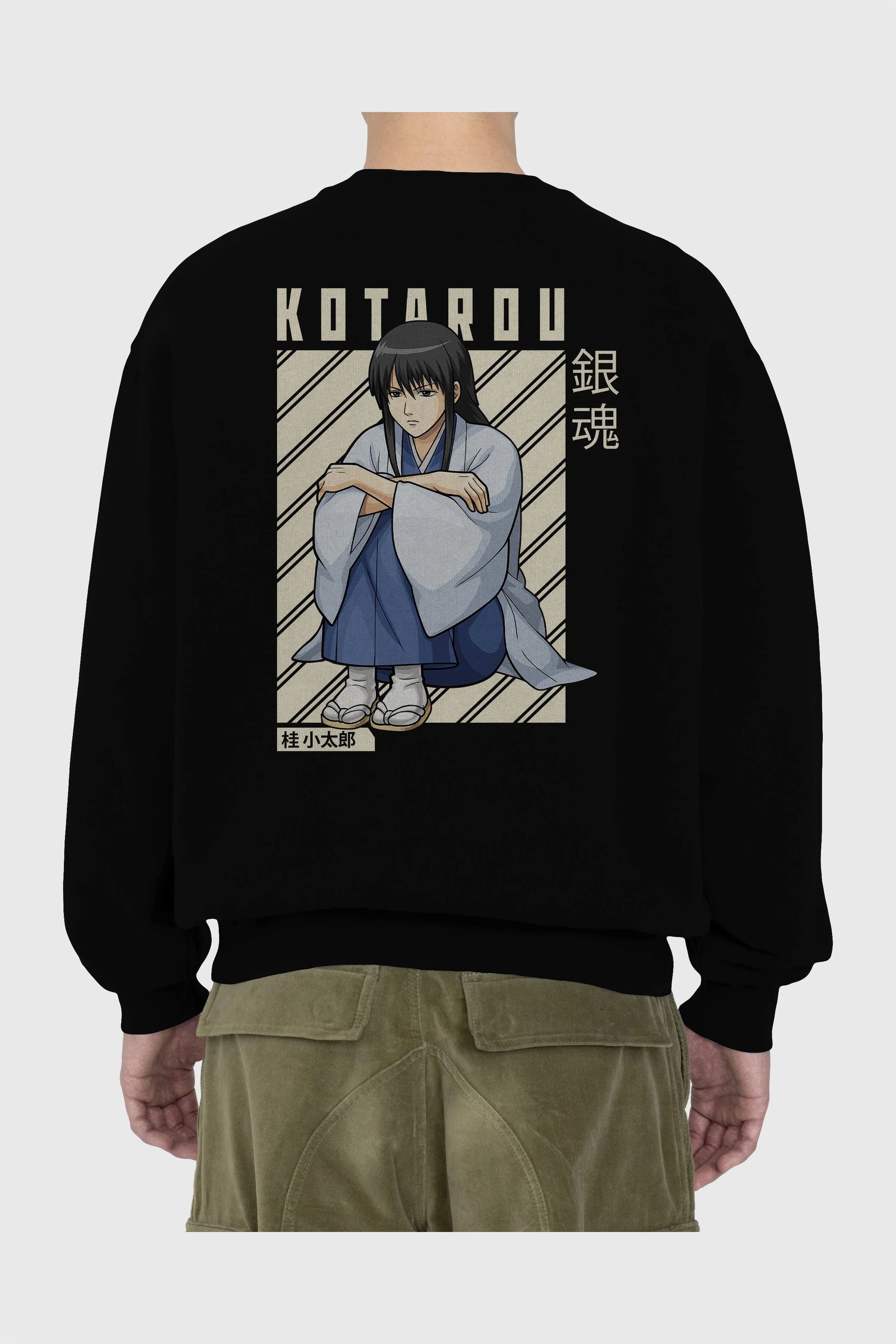 Kotarou Katsura GINTAMA Anime Arka Baskılı Oversize Sweatshirt Erkek Kadın Unisex