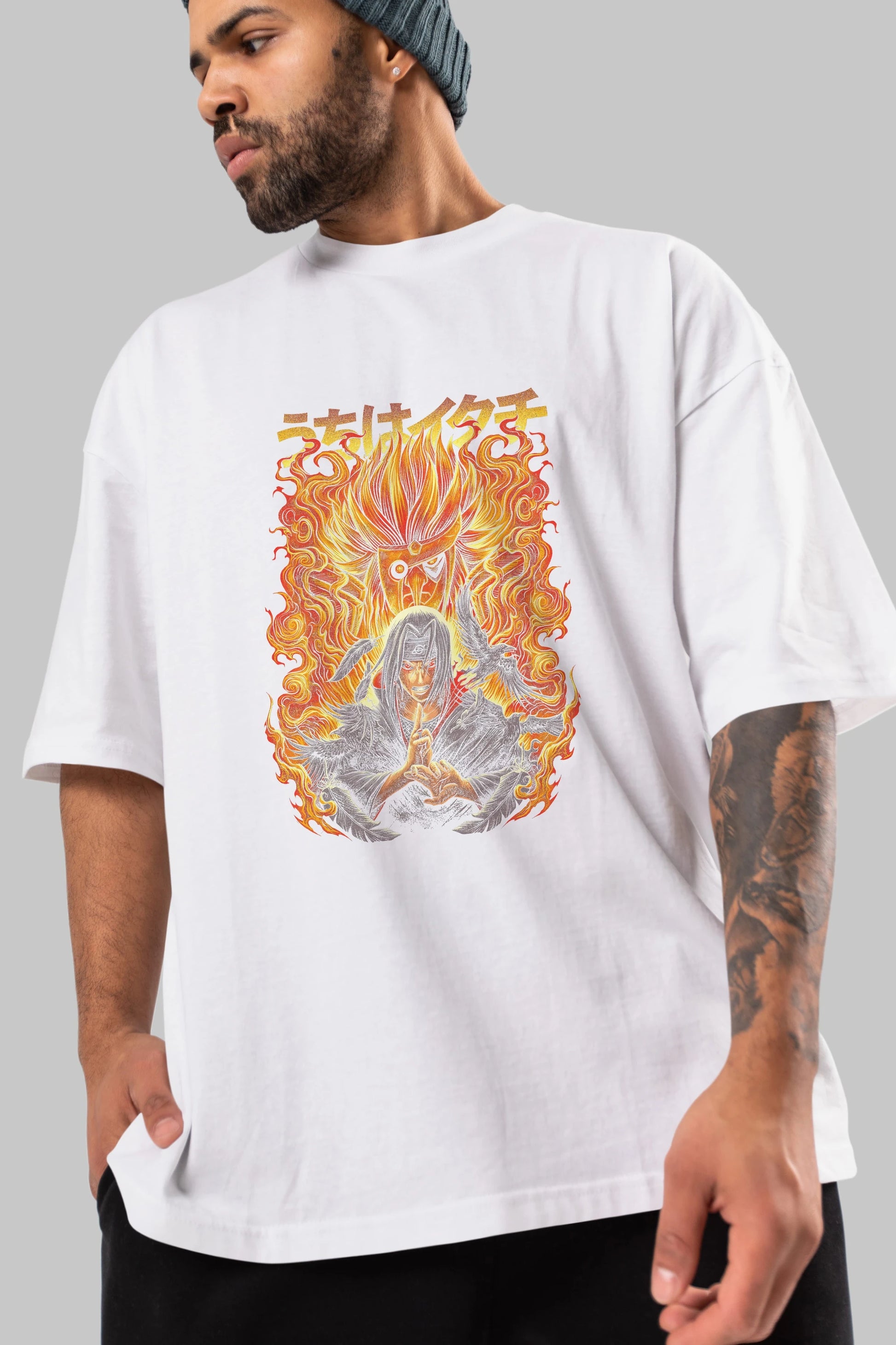 NARUTO ITACHI UCHIHA Anime Ön Baskılı Oversize t-shirt %100 pamuk Erkek Kadın Unisex