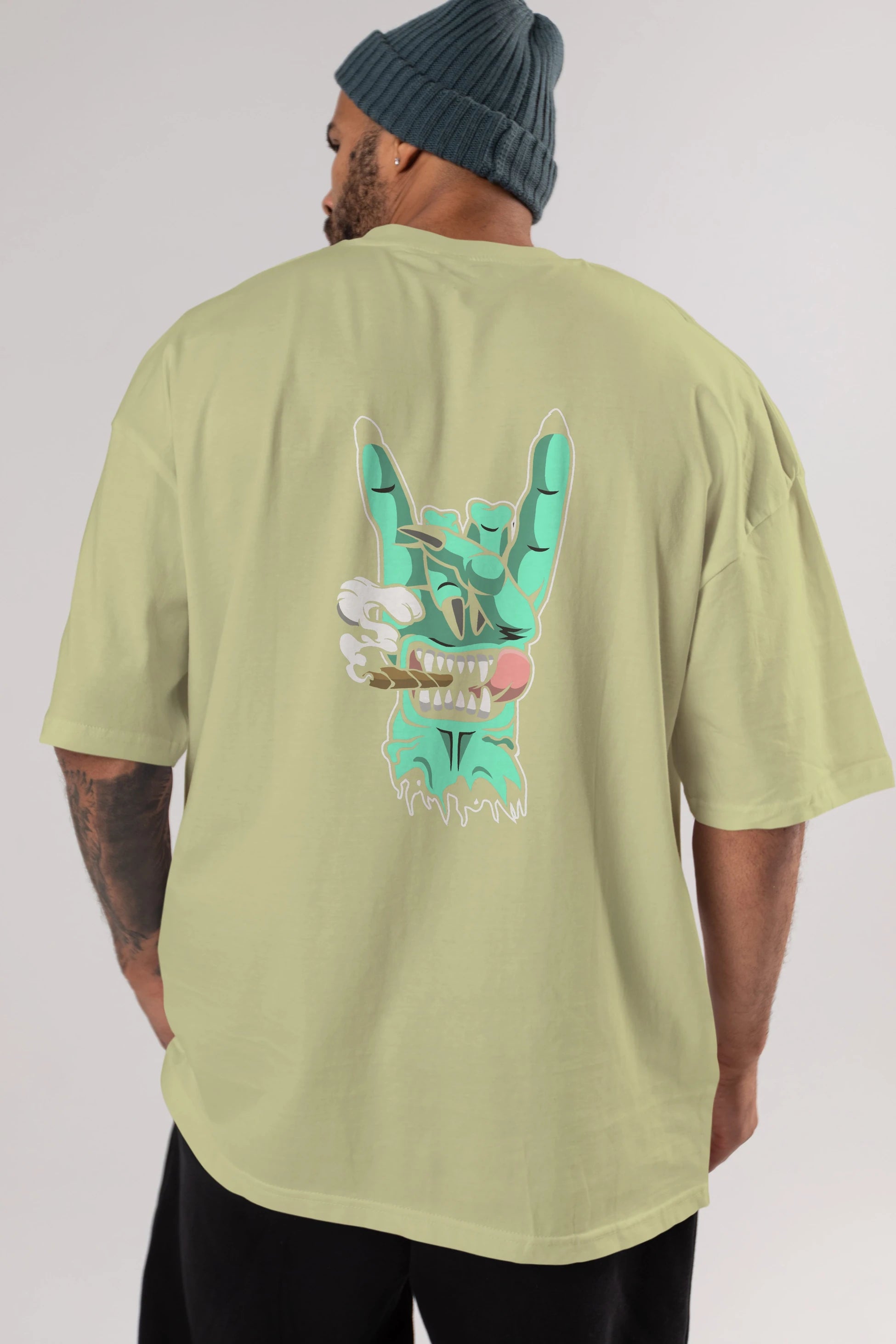 Metal Sign Arka Baskılı Oversize t-shirt Erkek Kadın Unisex %100 Pamuk tişort