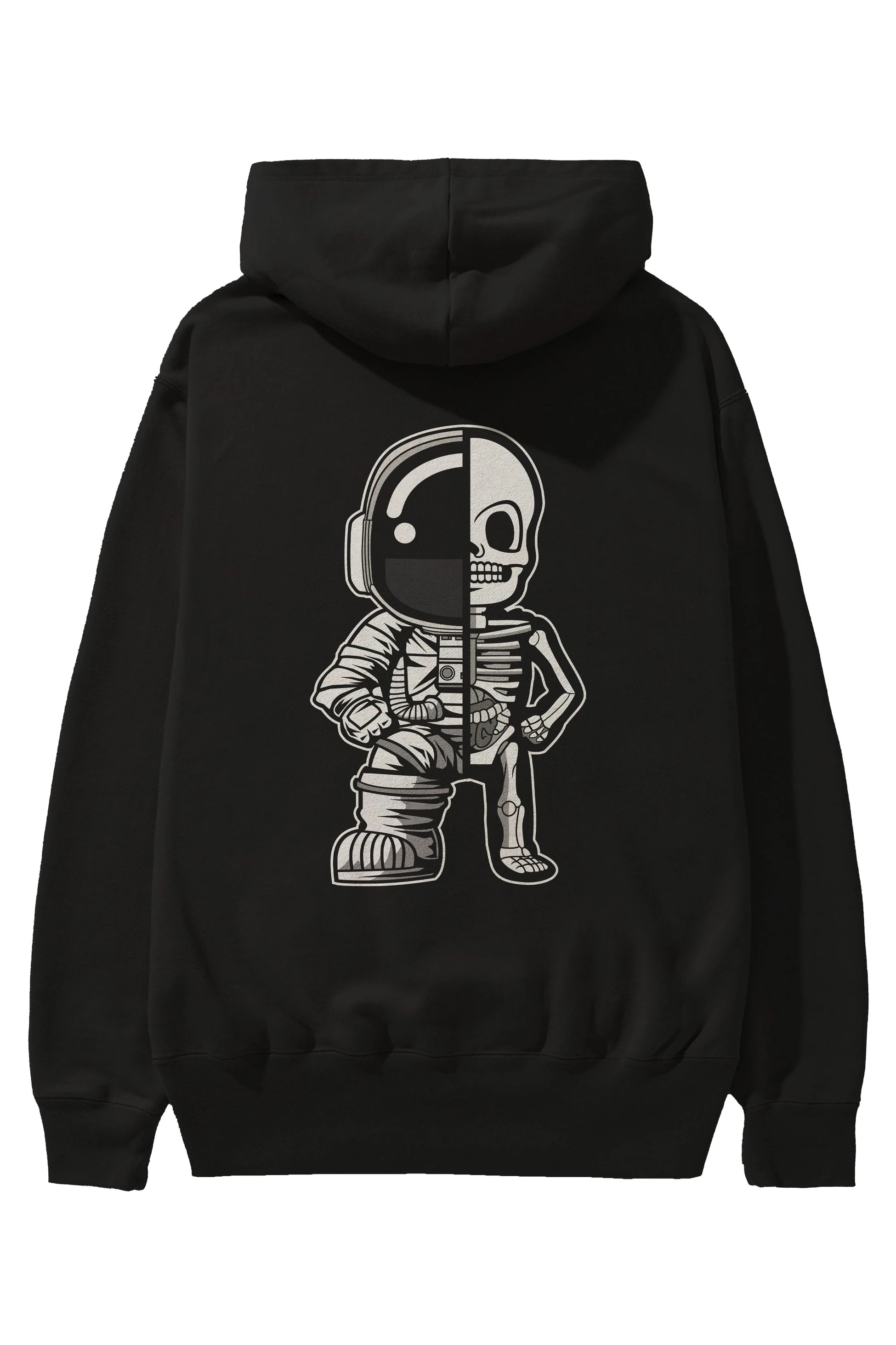 Astronaut Half Skeleton Arka Baskılı Hoodie Oversize Kapüşonlu Sweatshirt Erkek Kadın Unisex